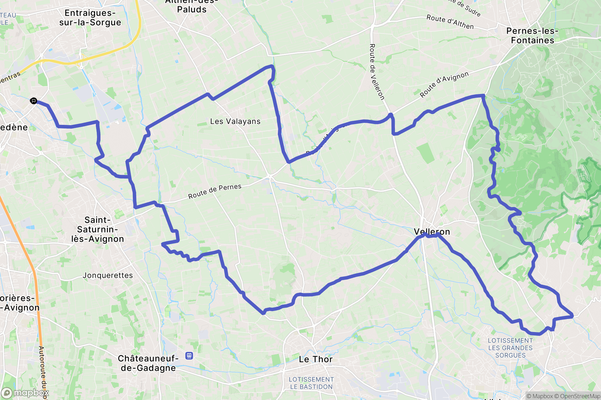 Vedène : carte du parcours de randonnée - France