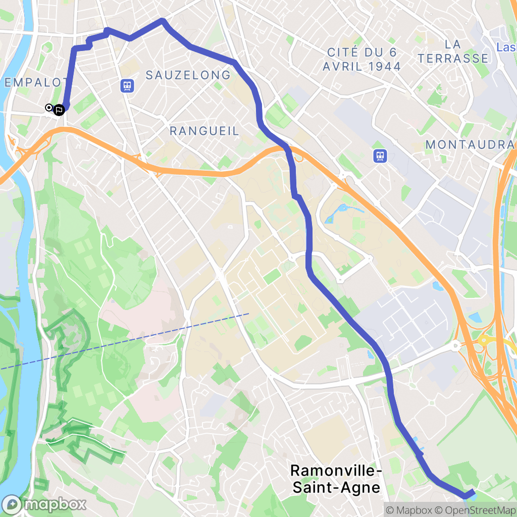 Toulouse : carte du parcours de randonnée - France
