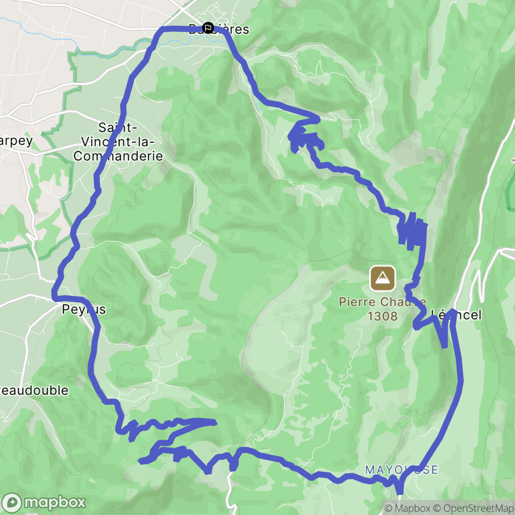 Barbières : carte du parcours de randonnée - France
