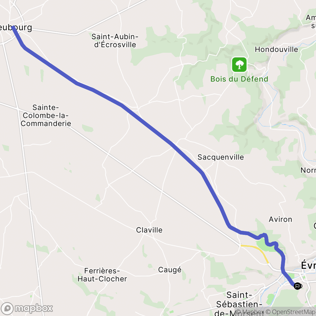 Évreux : carte du parcours de randonnée - France