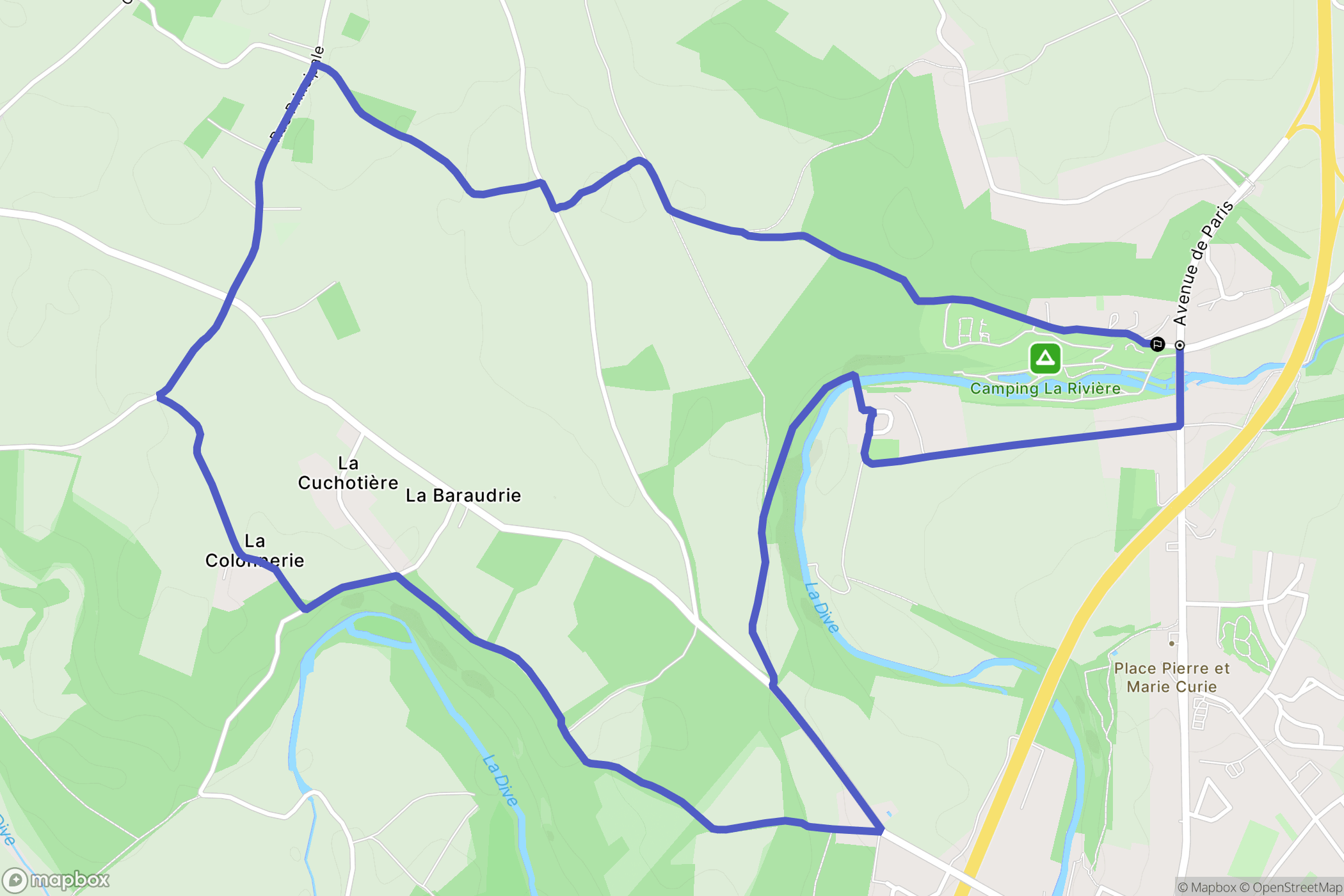 Valence-en-Poitou : carte du parcours de randonnée - France