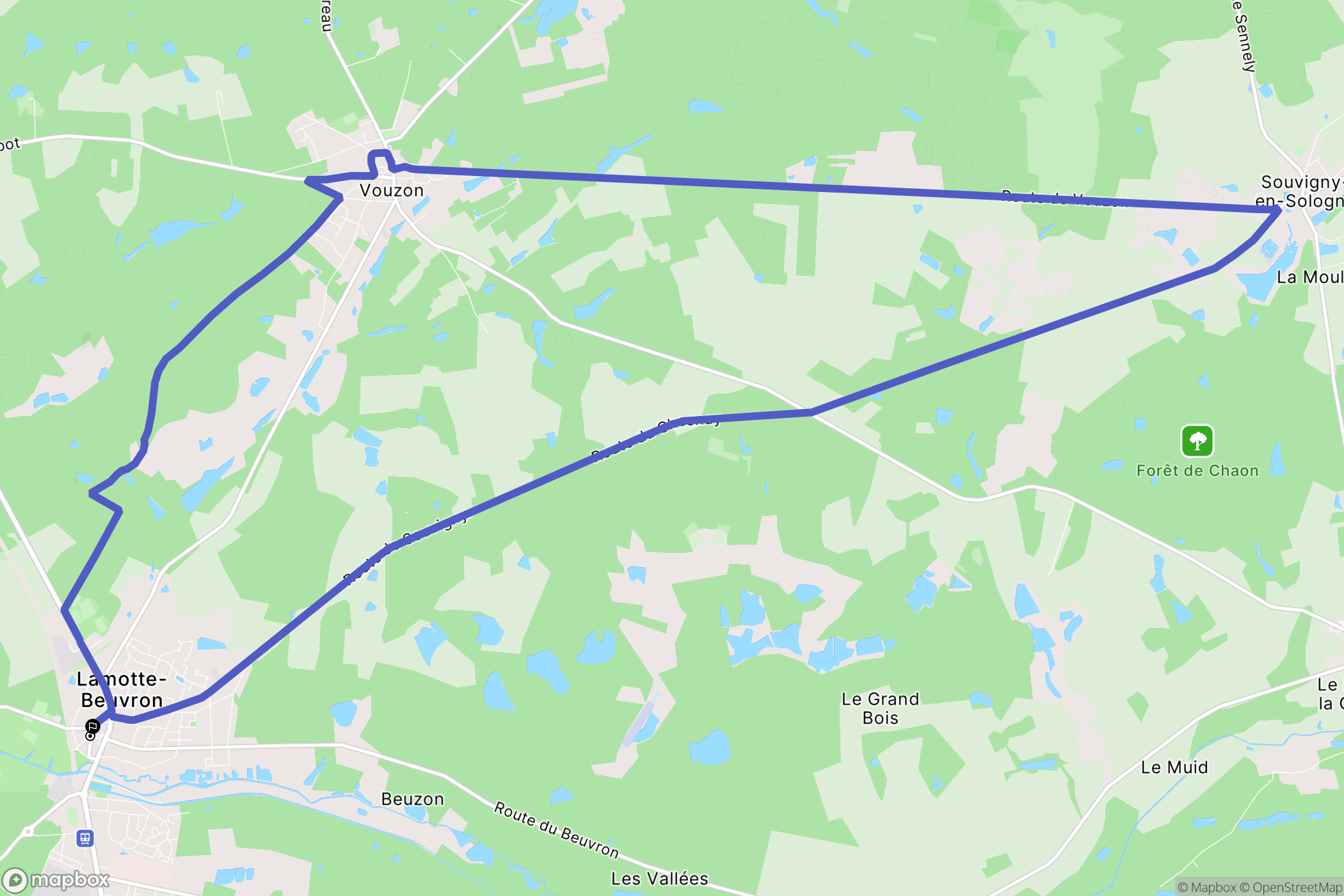 Lamotte-Beuvron : carte du parcours de randonnée - France