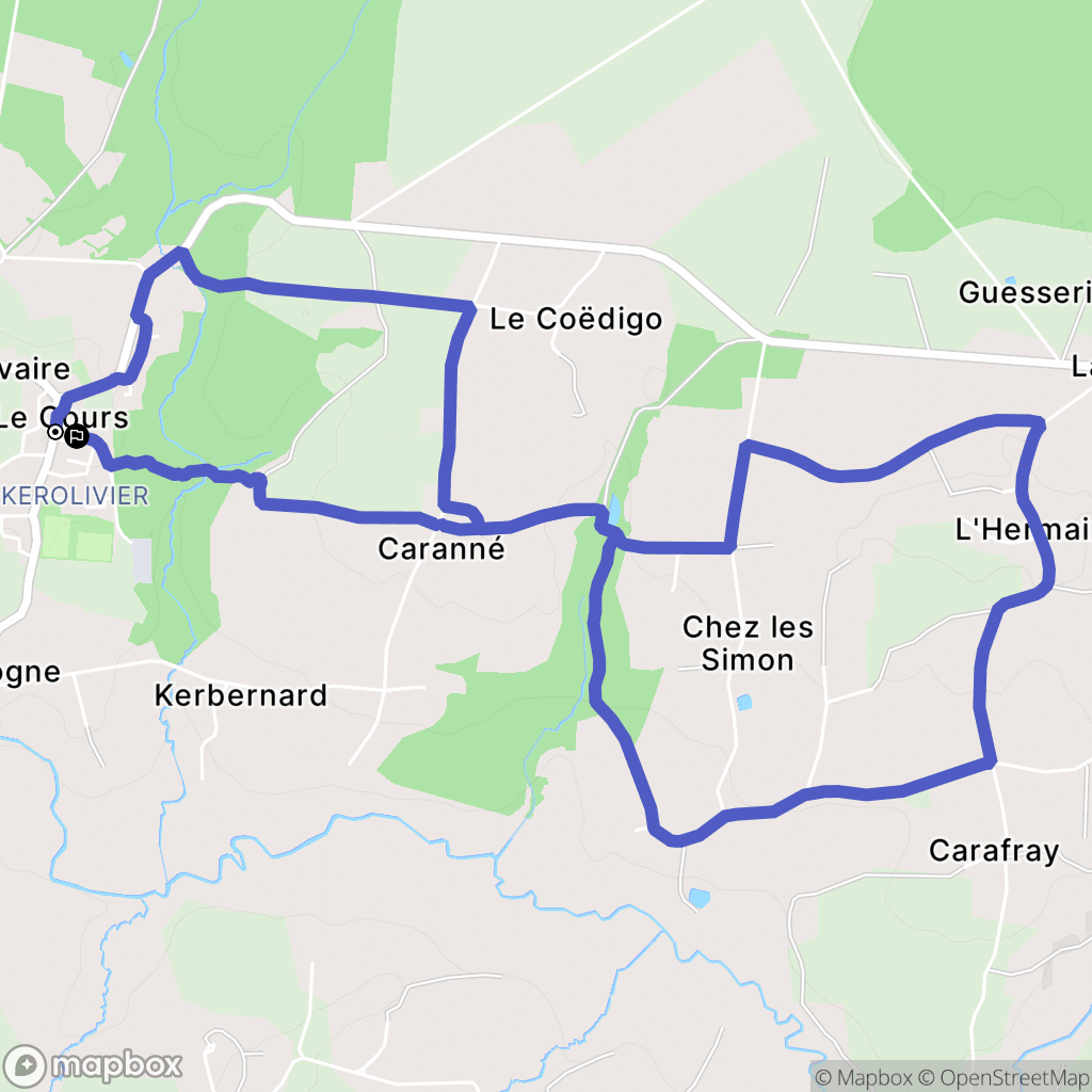 Le Cours : carte du parcours de randonnée - France
