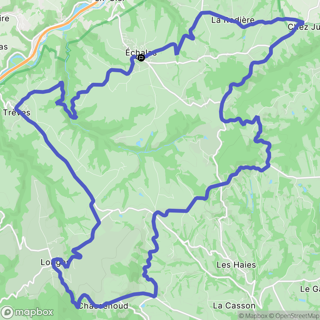 Échalas : carte du parcours de randonnée - France