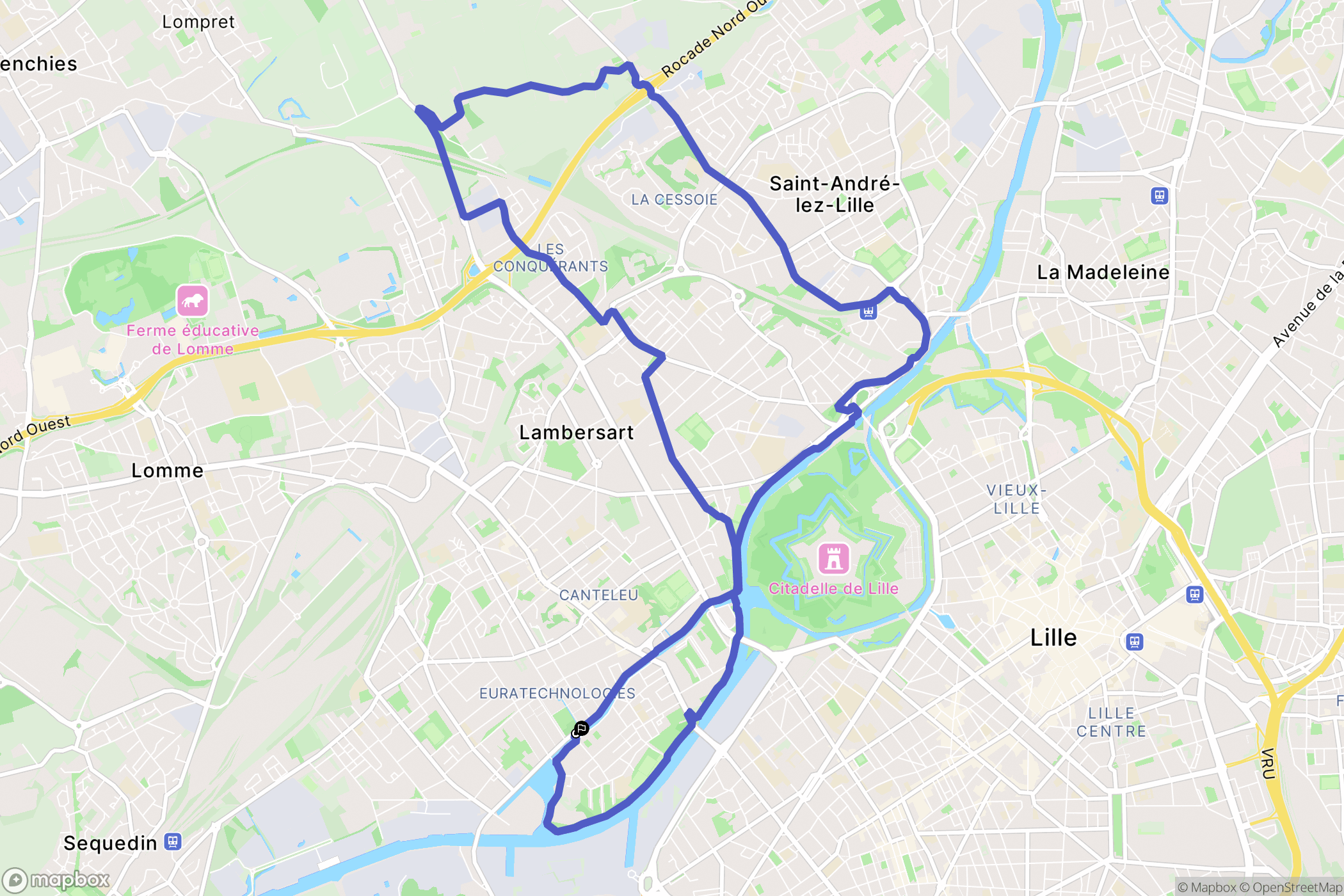 Lille : carte du parcours de randonnée - France