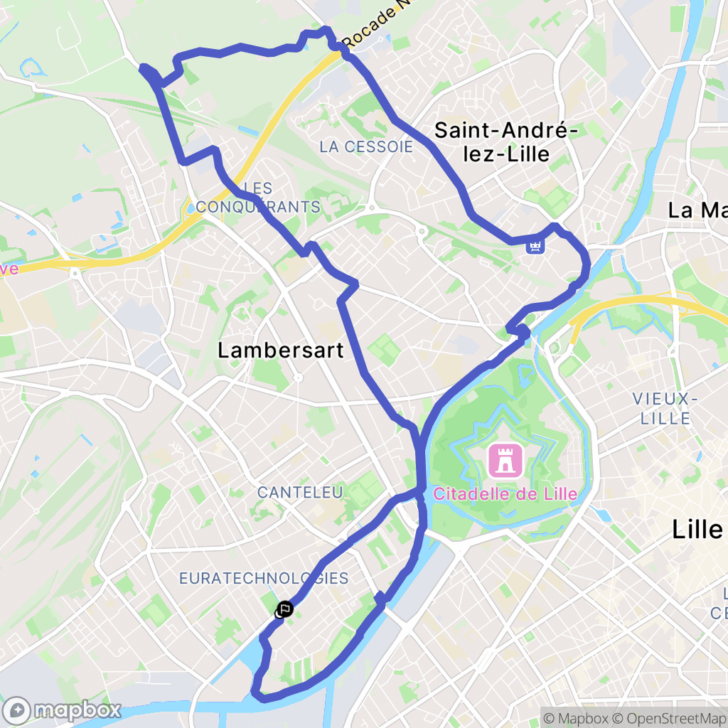 Lille : carte du parcours de randonnée - France