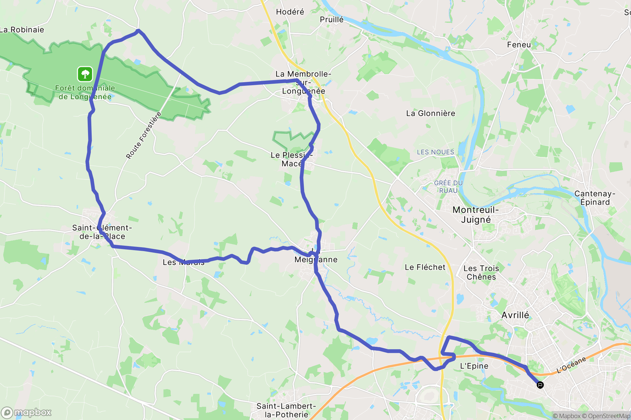 Avrillé : carte du parcours de randonnée - France