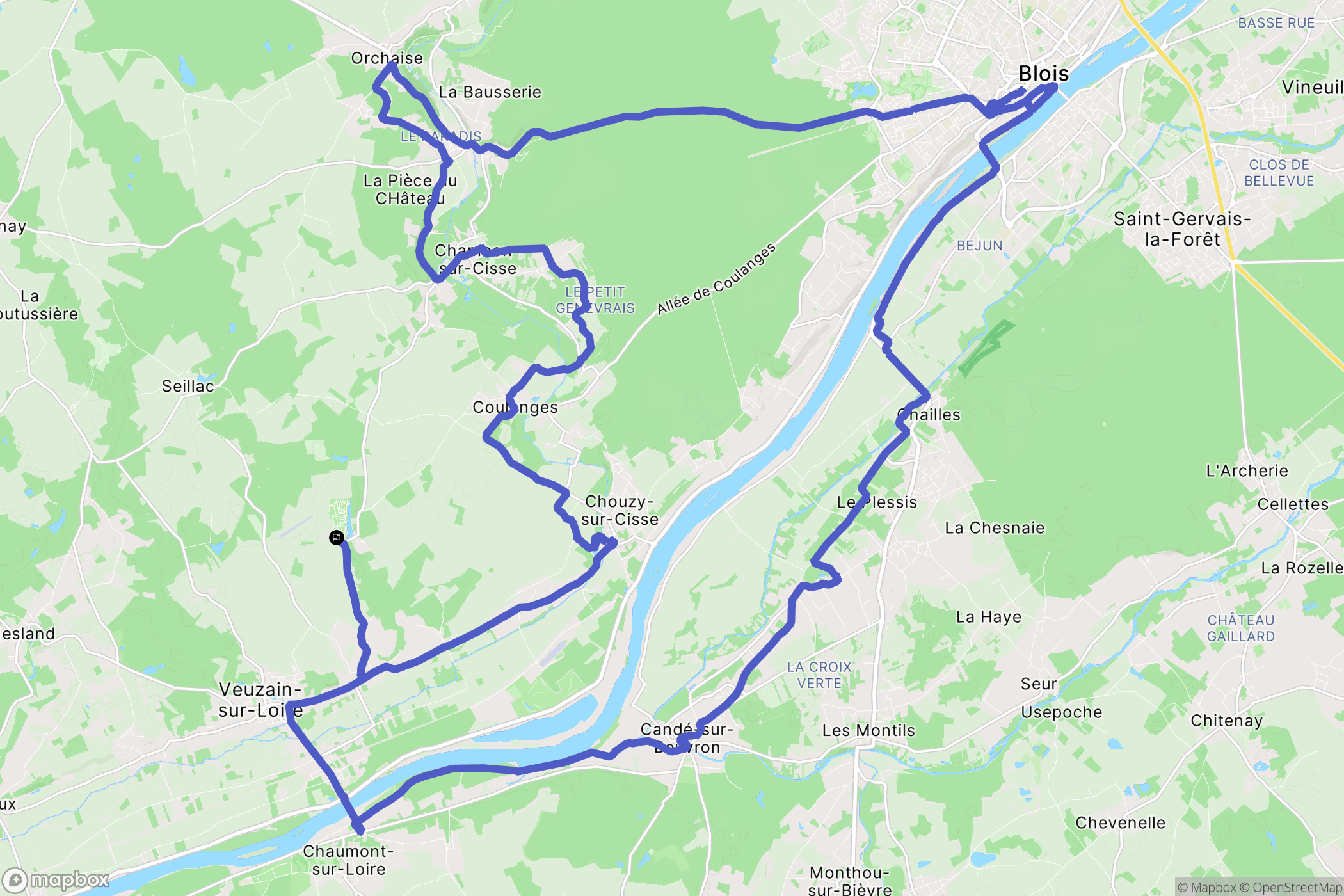 Veuzain-sur-Loire : carte du parcours de randonnée - France