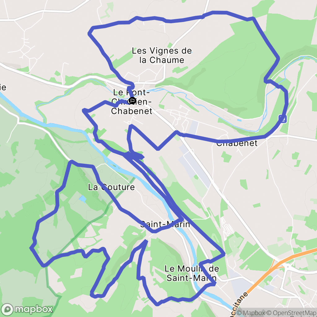 Le Pont-Chrétien-Chabenet : carte du parcours de randonnée - France