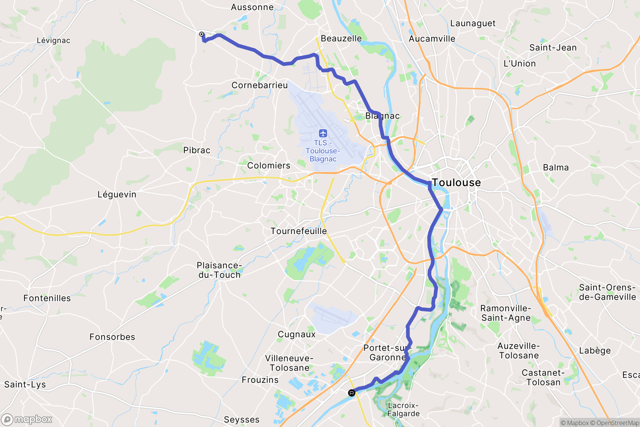 Mondonville : carte du parcours de randonnée - France