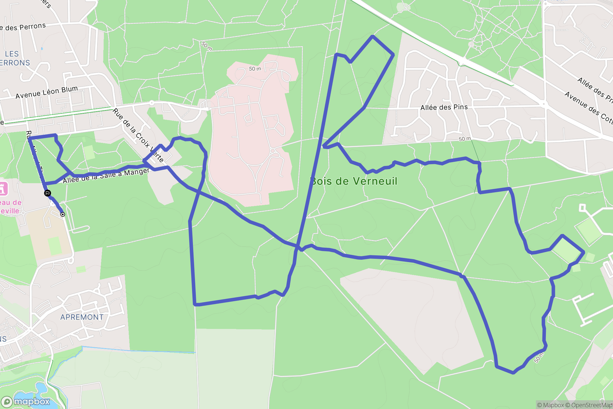 Les Mureaux : carte du parcours de randonnée - France