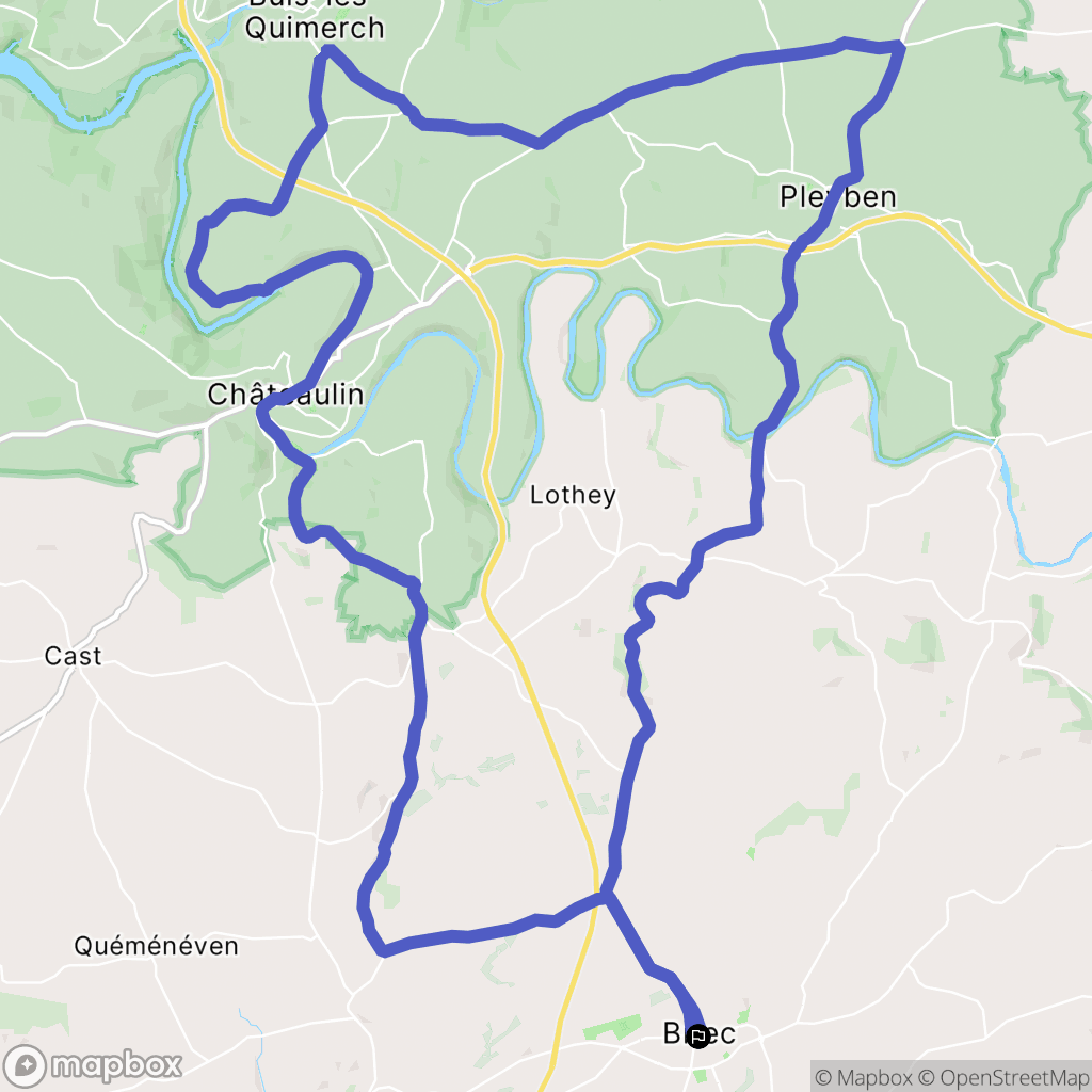 Briec : carte du parcours de randonnée - France