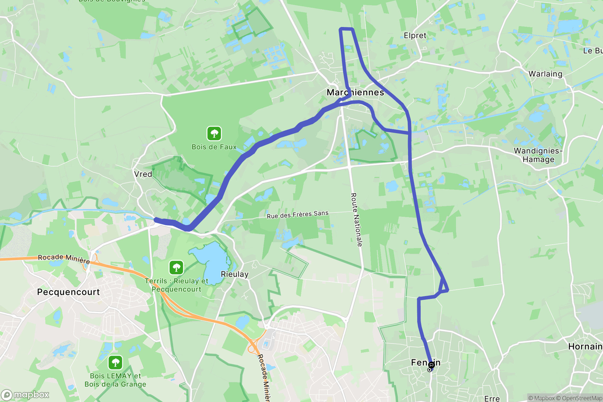 Fenain : carte du parcours de randonnée - France