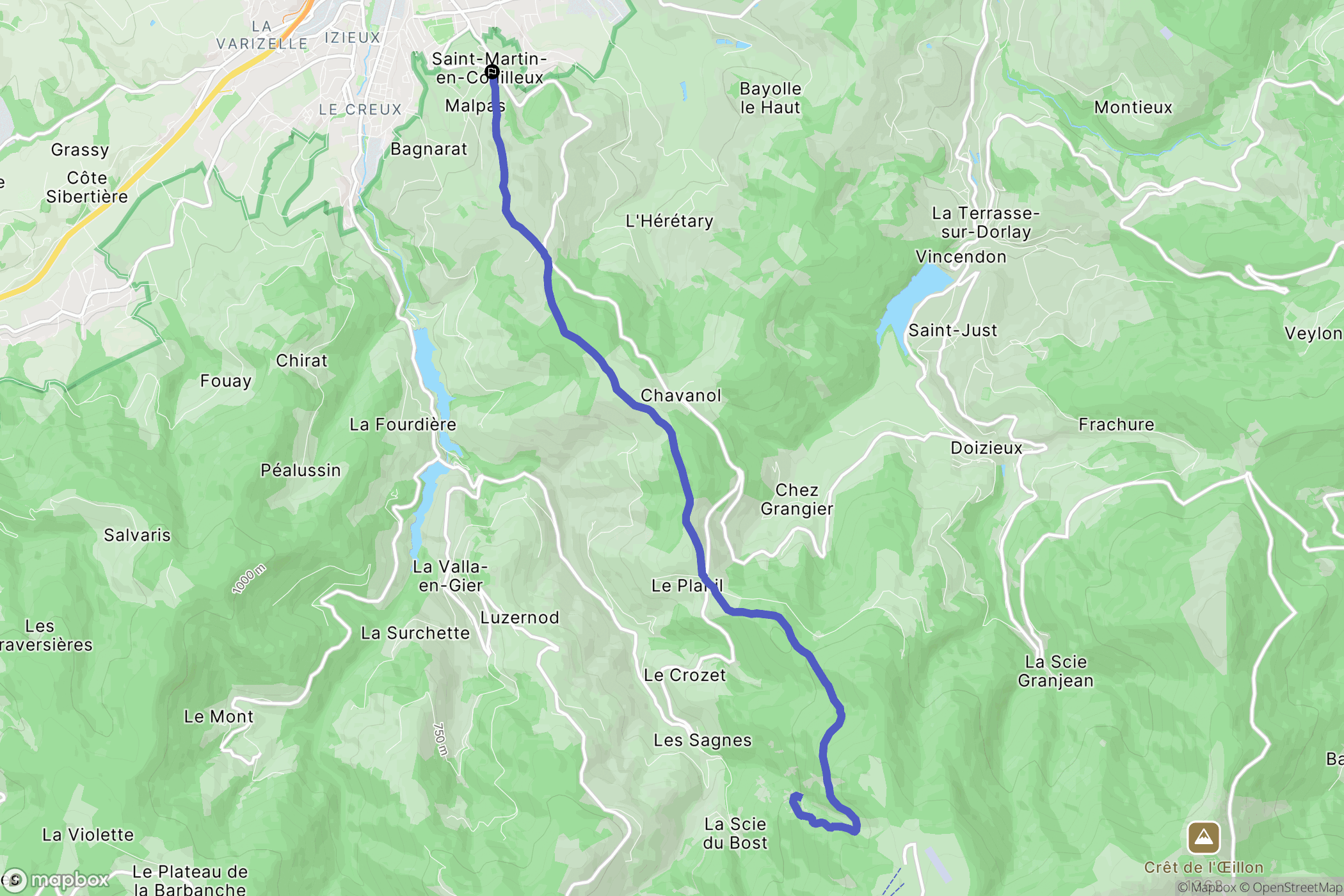 Saint-Chamond : carte du parcours de randonnée - France