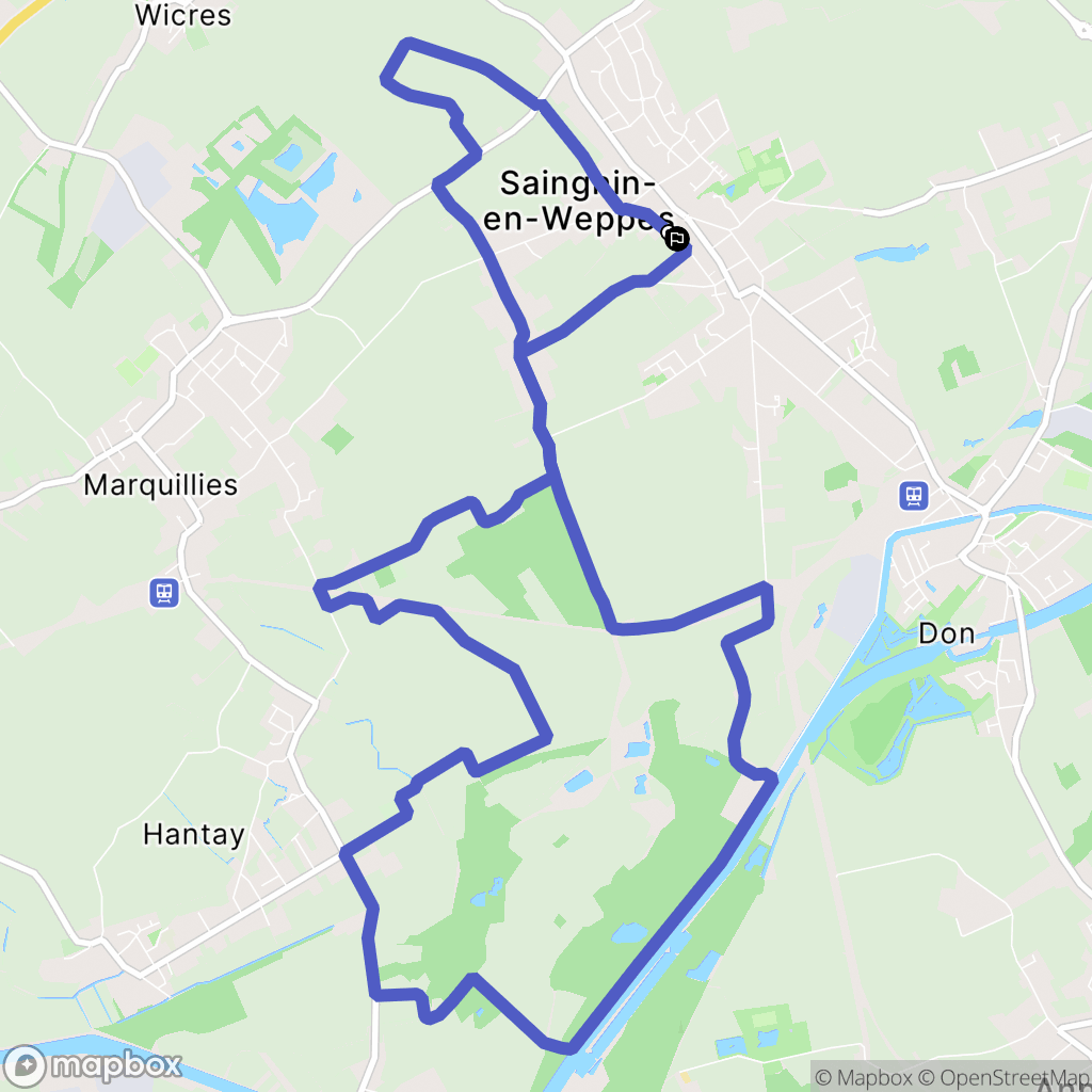 Sainghin-en-Weppes : carte du parcours de randonnée - France