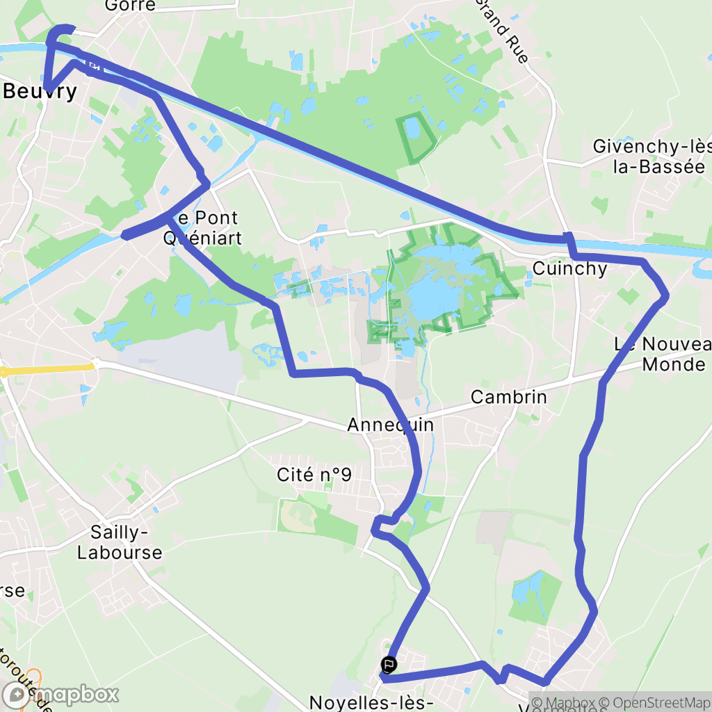Noyelles-lès-Vermelles : carte du parcours de randonnée - France
