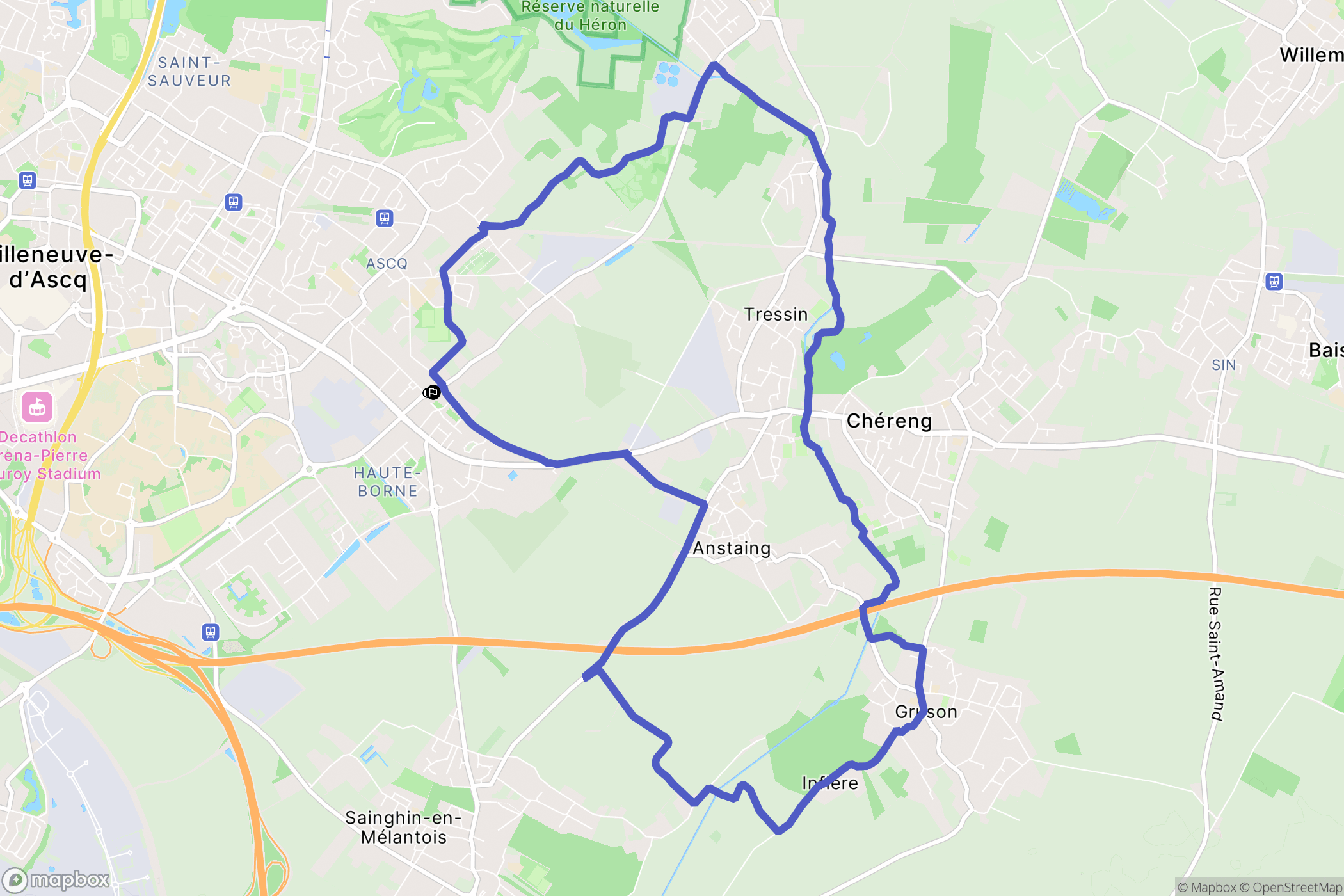 Villeneuve-d'Ascq : carte du parcours de randonnée - France
