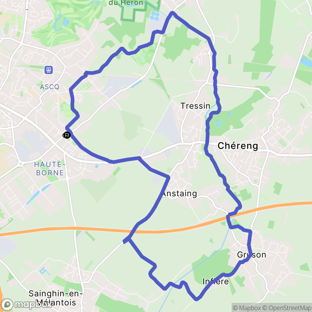 Villeneuve-d'Ascq : carte du parcours de randonnée - France
