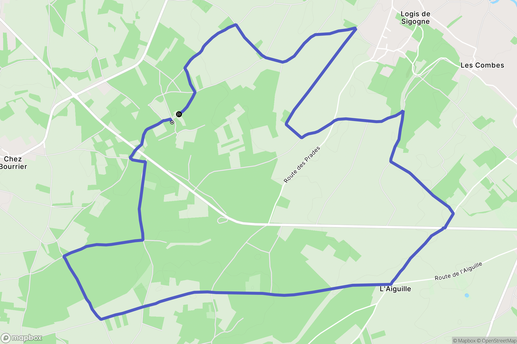 Aussac-Vadalle : carte du parcours de randonnée - France
