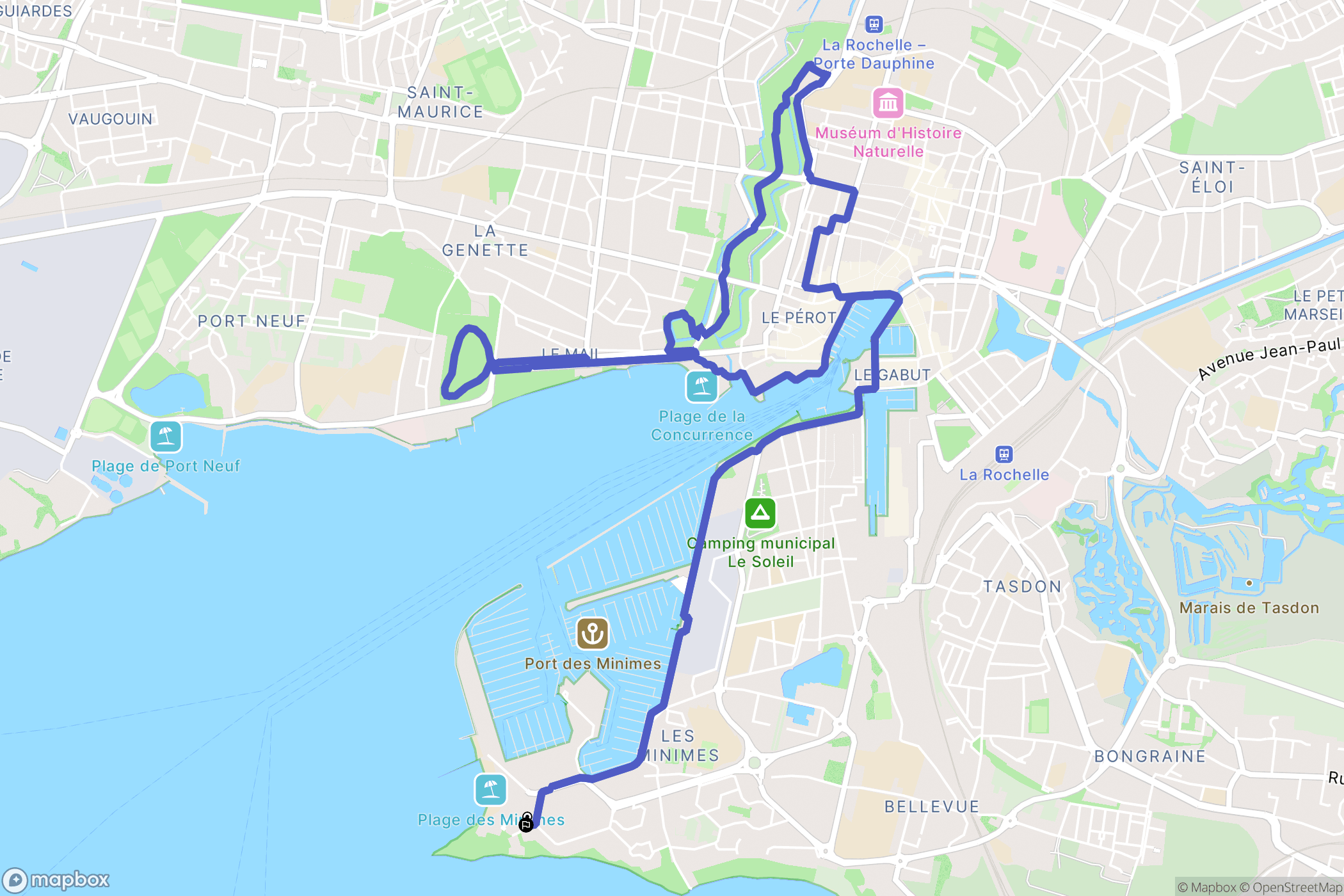 La Rochelle : carte du parcours de randonnée - France