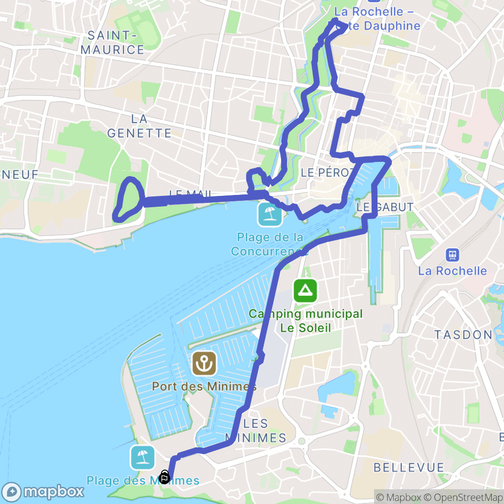 La Rochelle : carte du parcours de randonnée - France
