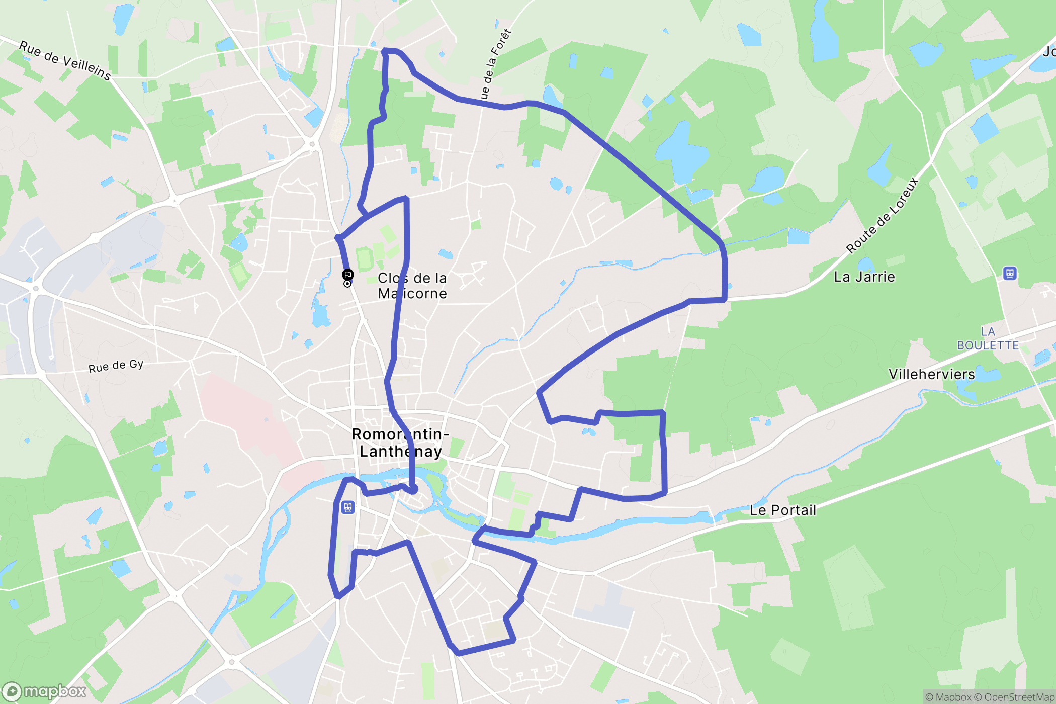 Romorantin-Lanthenay : carte du parcours de randonnée - France
