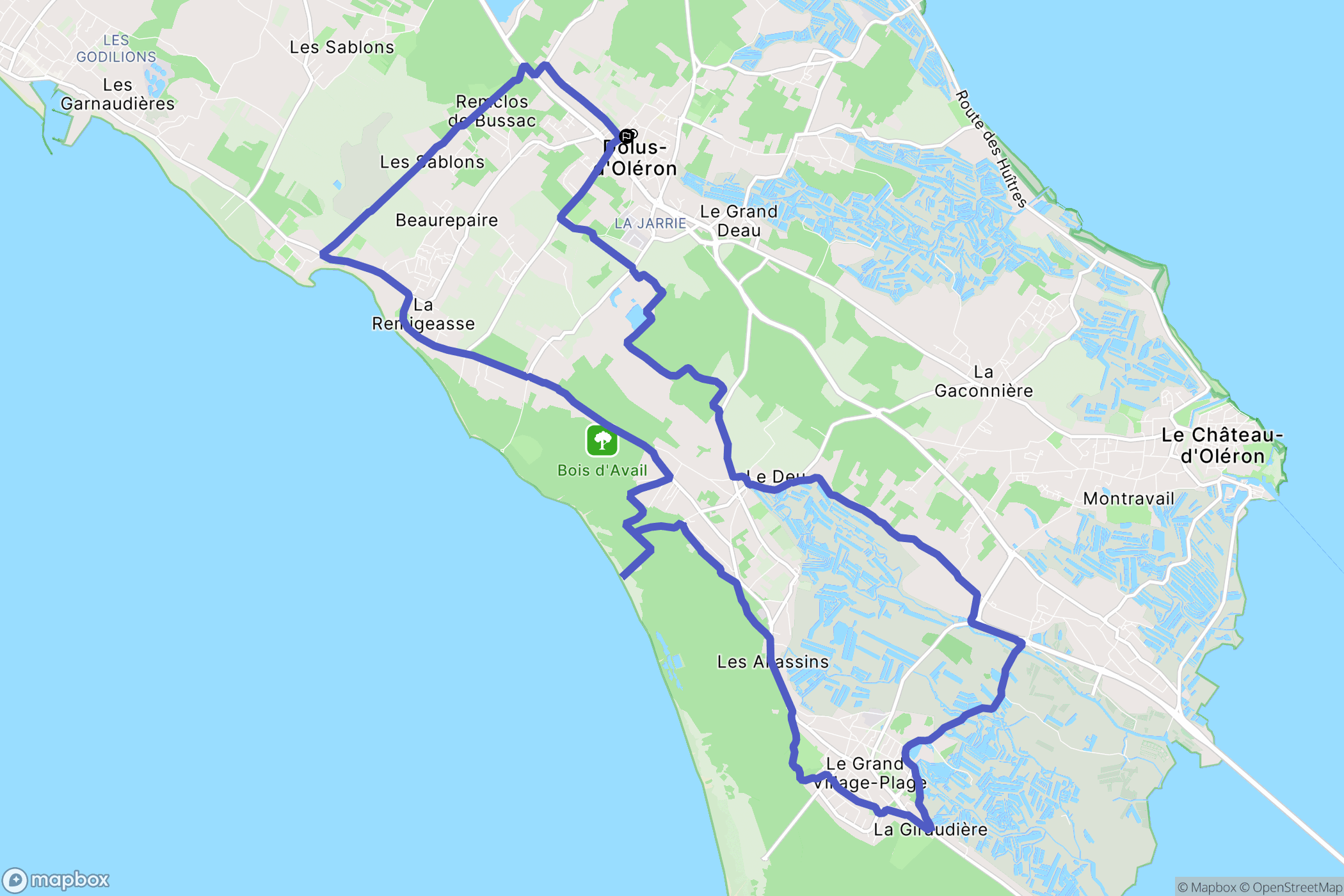 Dolus-d'Oléron : carte du parcours de randonnée - France