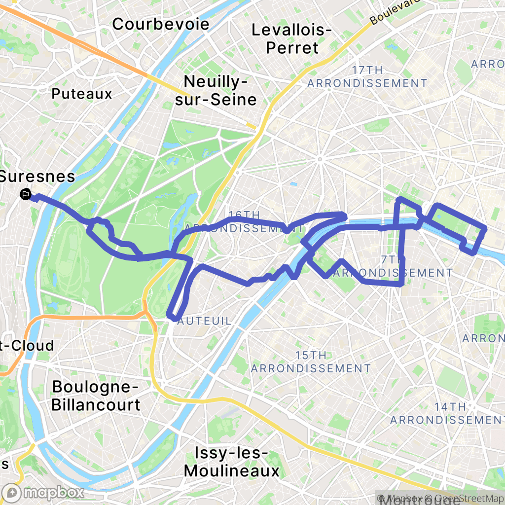 Suresnes : carte du parcours de randonnée - France