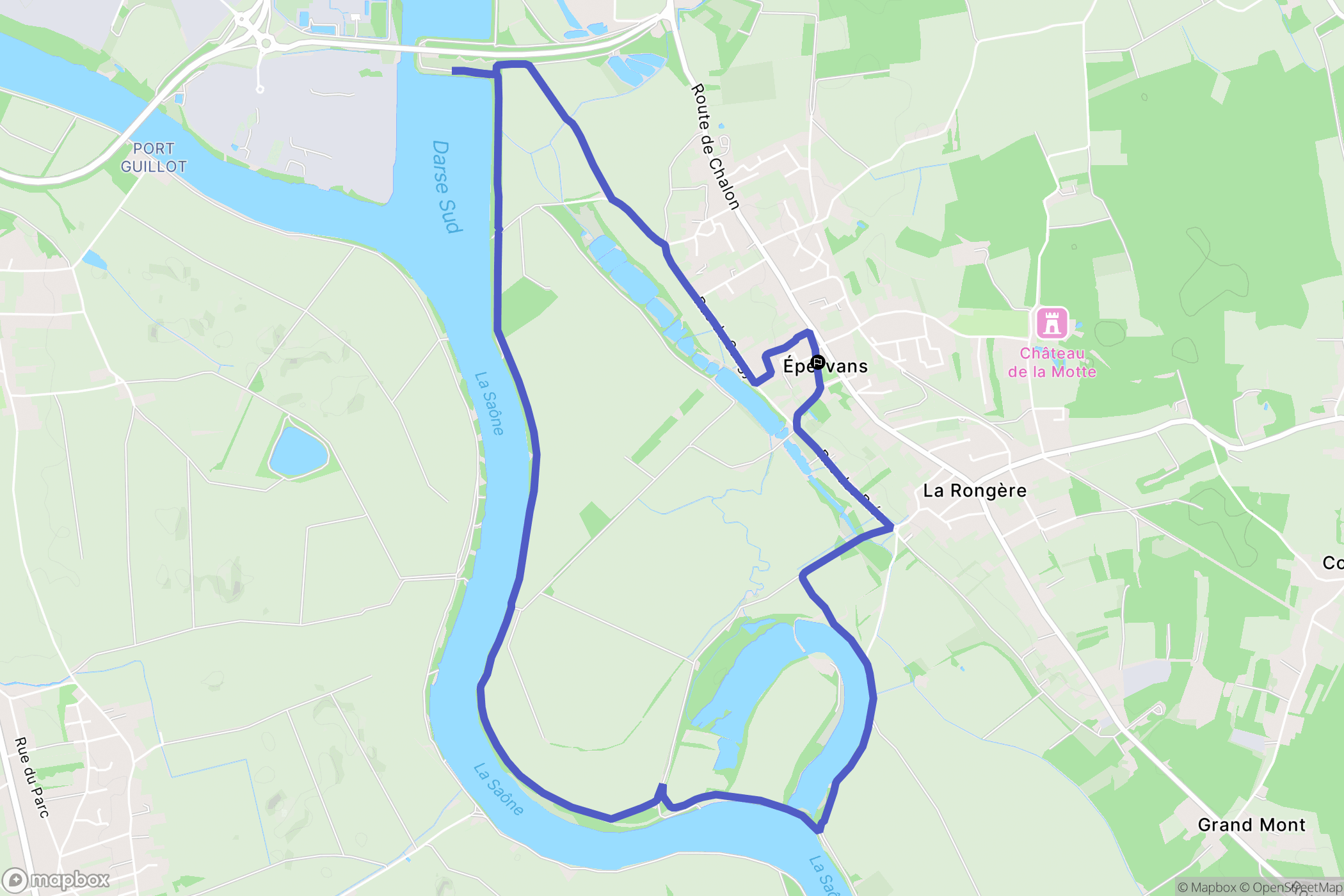 Épervans : carte du parcours de randonnée - France