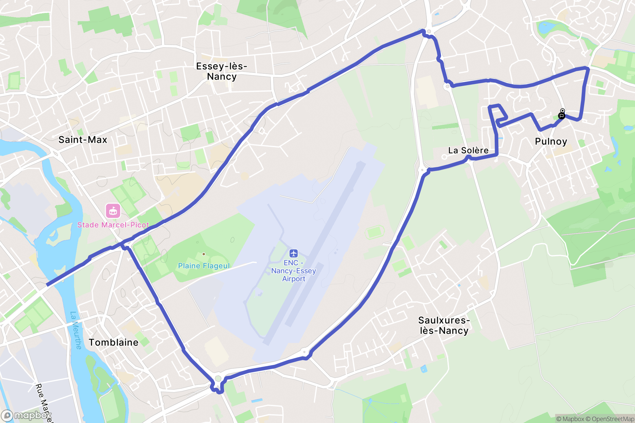 Pulnoy : carte du parcours de randonnée - France
