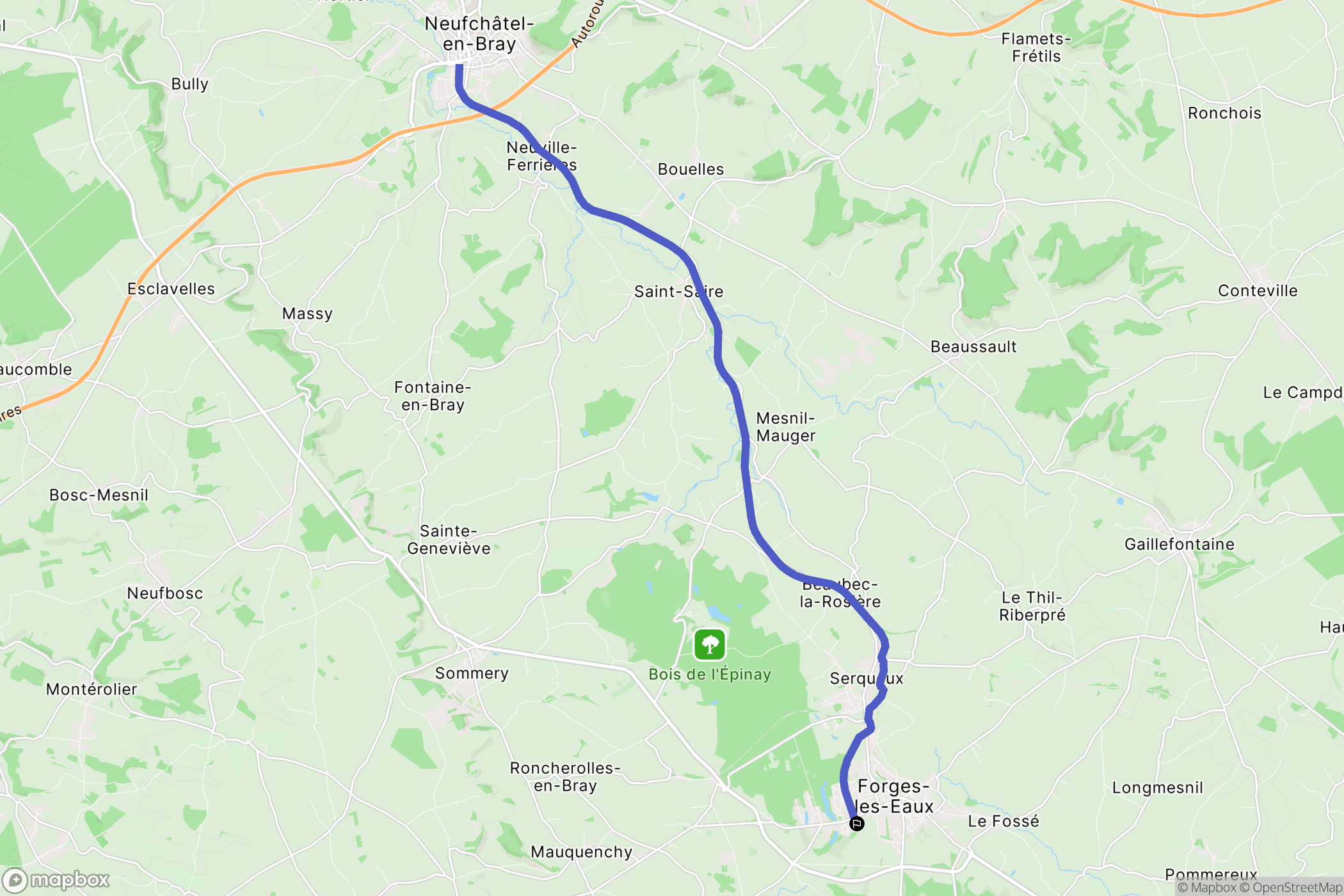 Forges-les-Eaux : carte du parcours de randonnée - France