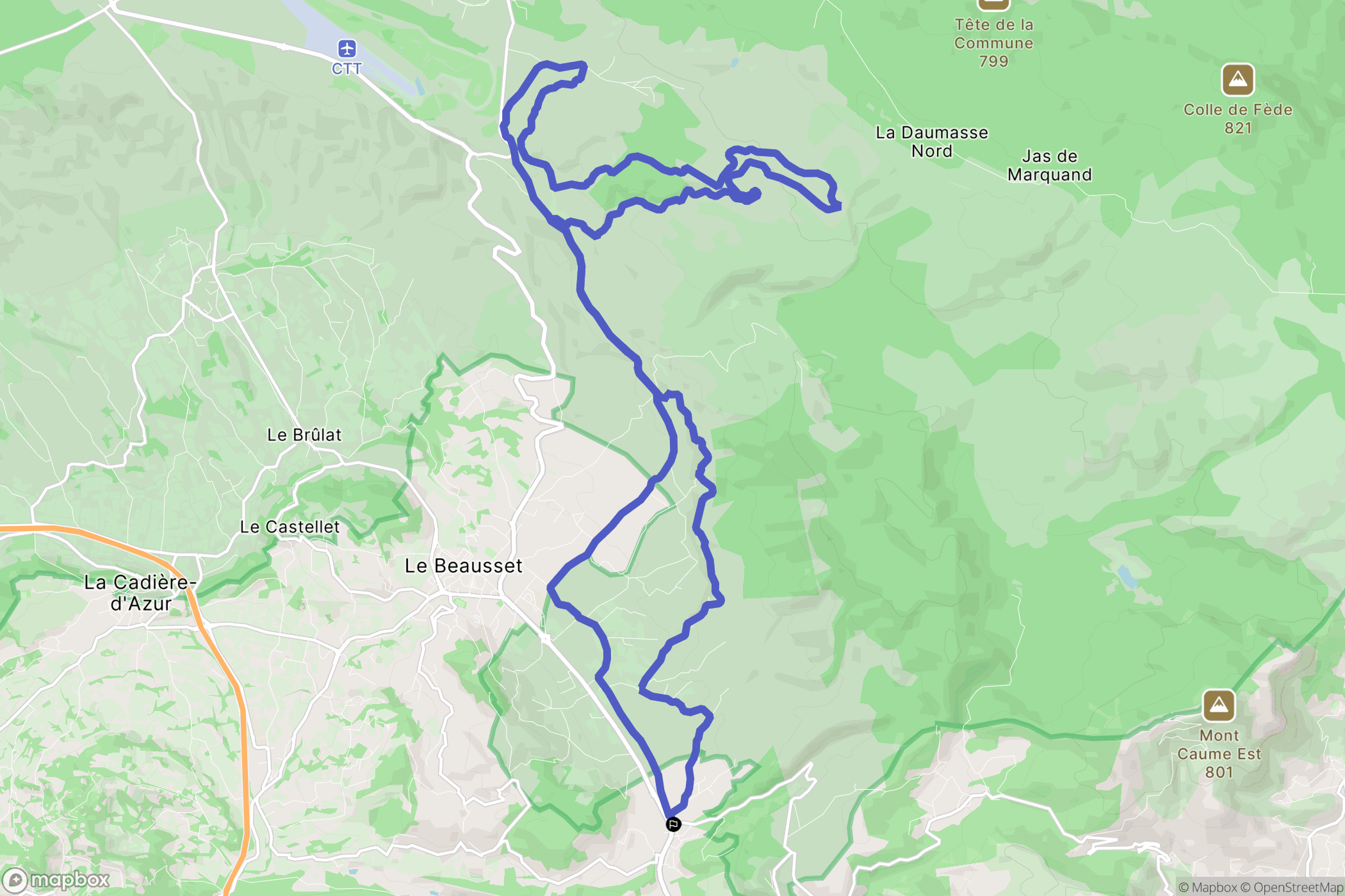 Évenos : carte du parcours de randonnée - France