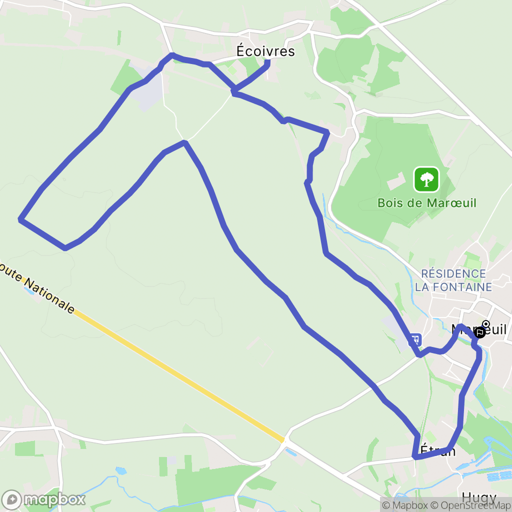 Marœuil : carte du parcours de randonnée - France