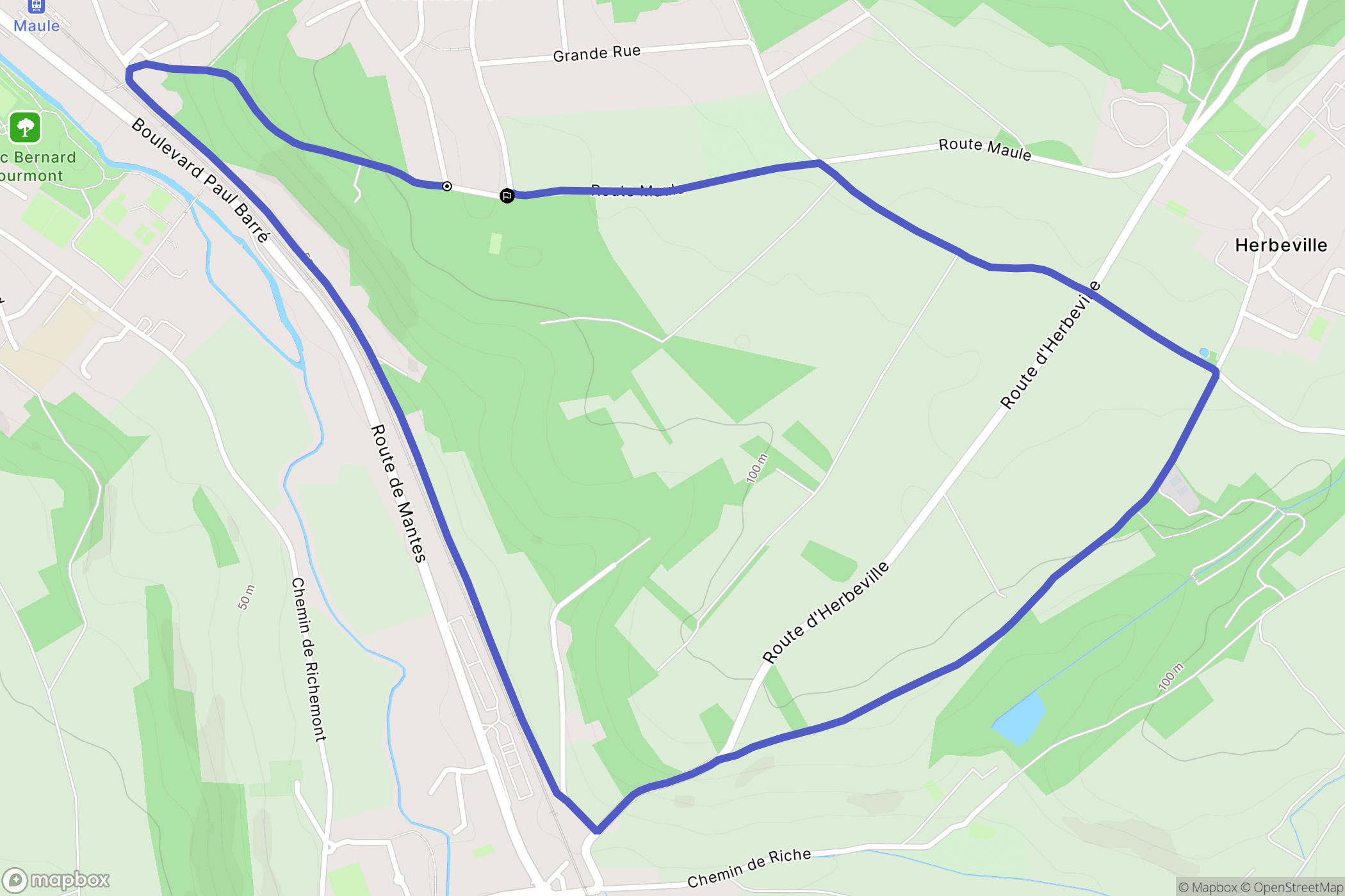 Maule : carte du parcours de randonnée - France