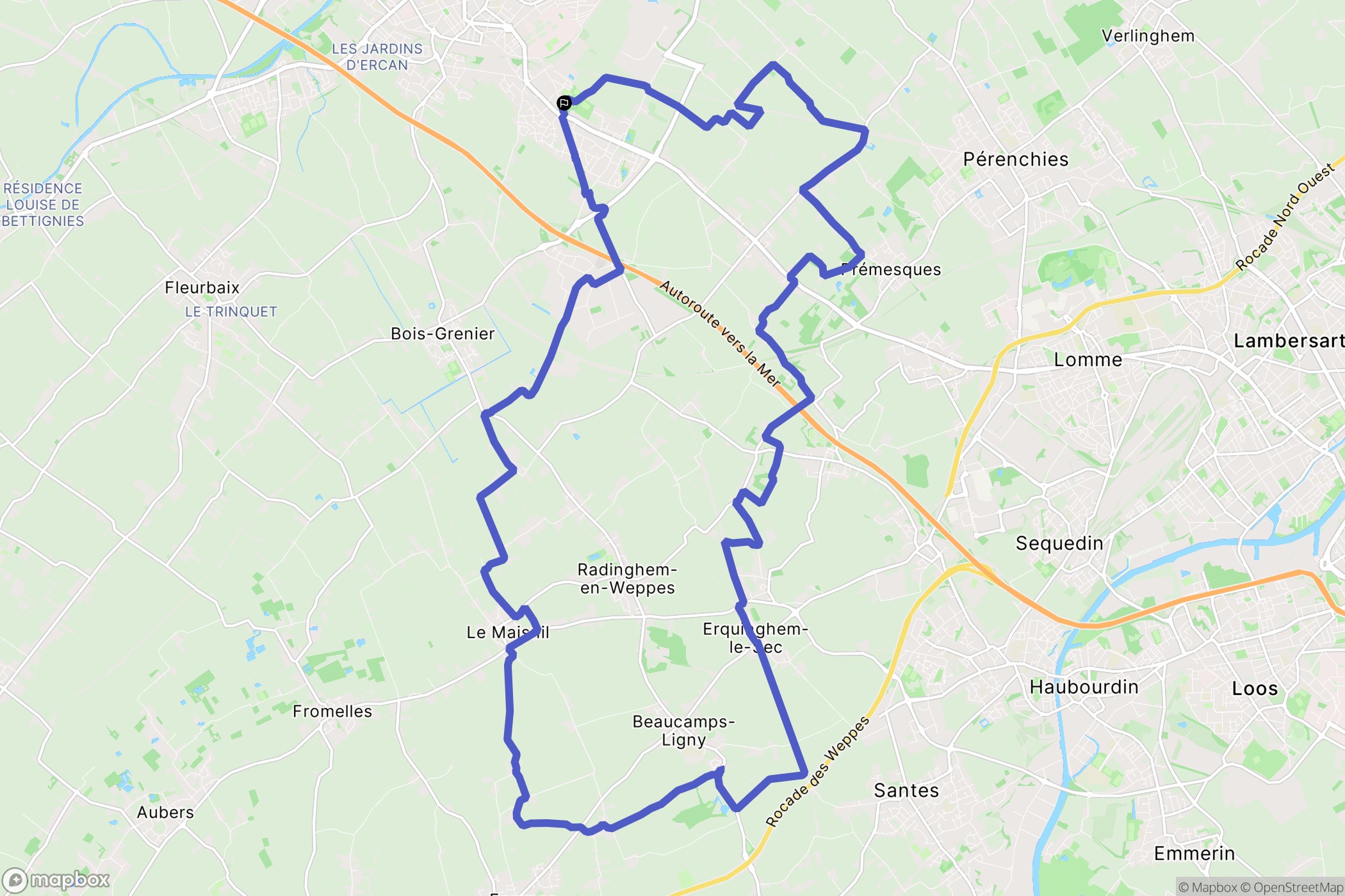La Chapelle-d'Armentières : carte du parcours de randonnée - France