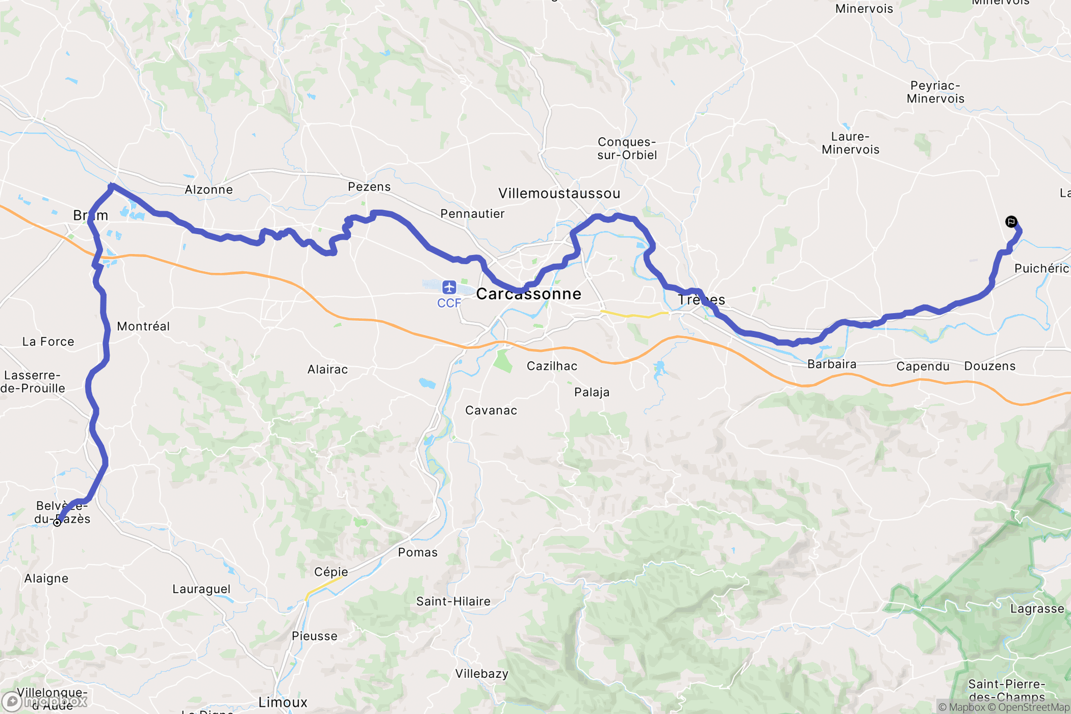 Belvèze-du-Razès : carte du parcours de randonnée - France