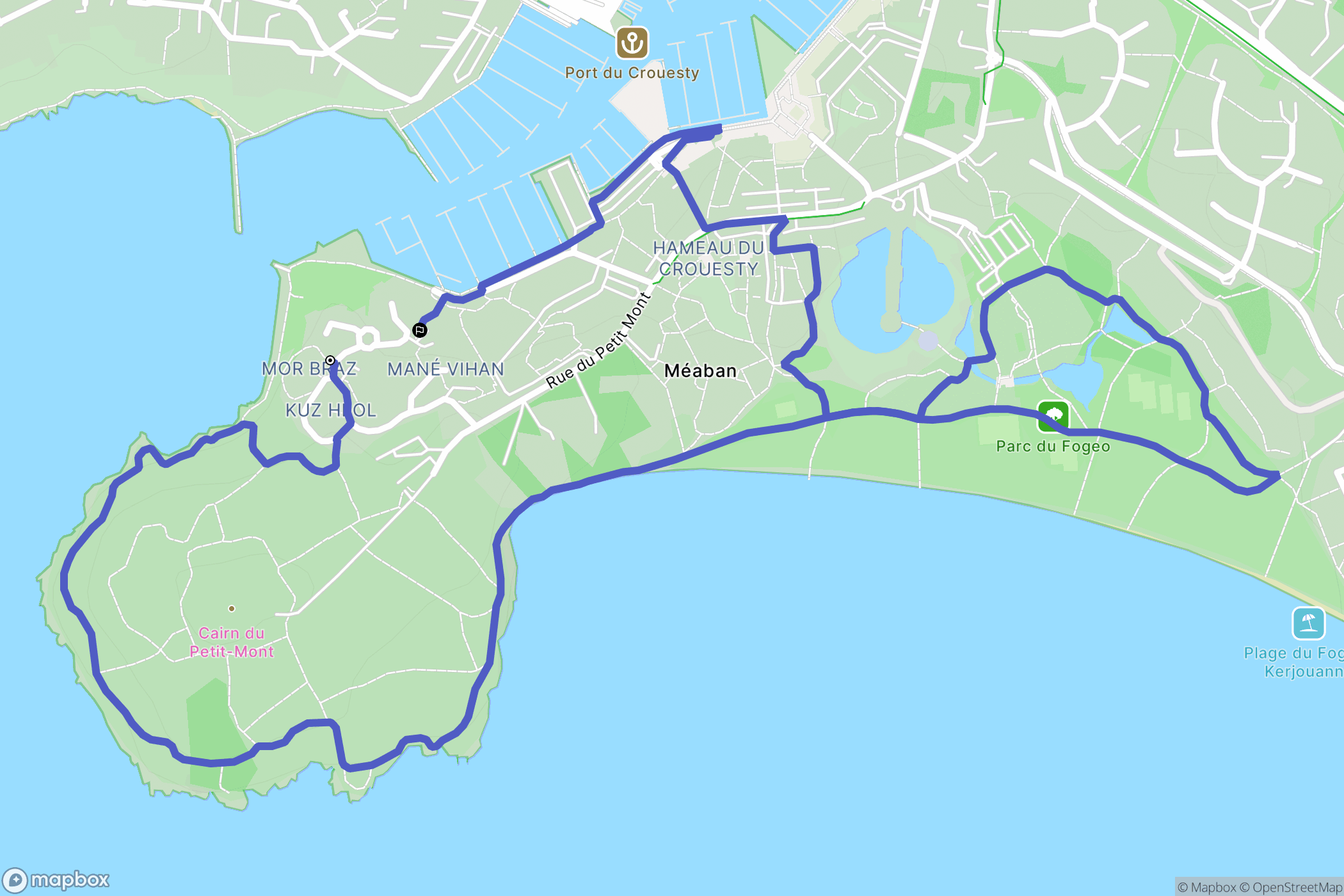 Arzon : carte du parcours de randonnée - France
