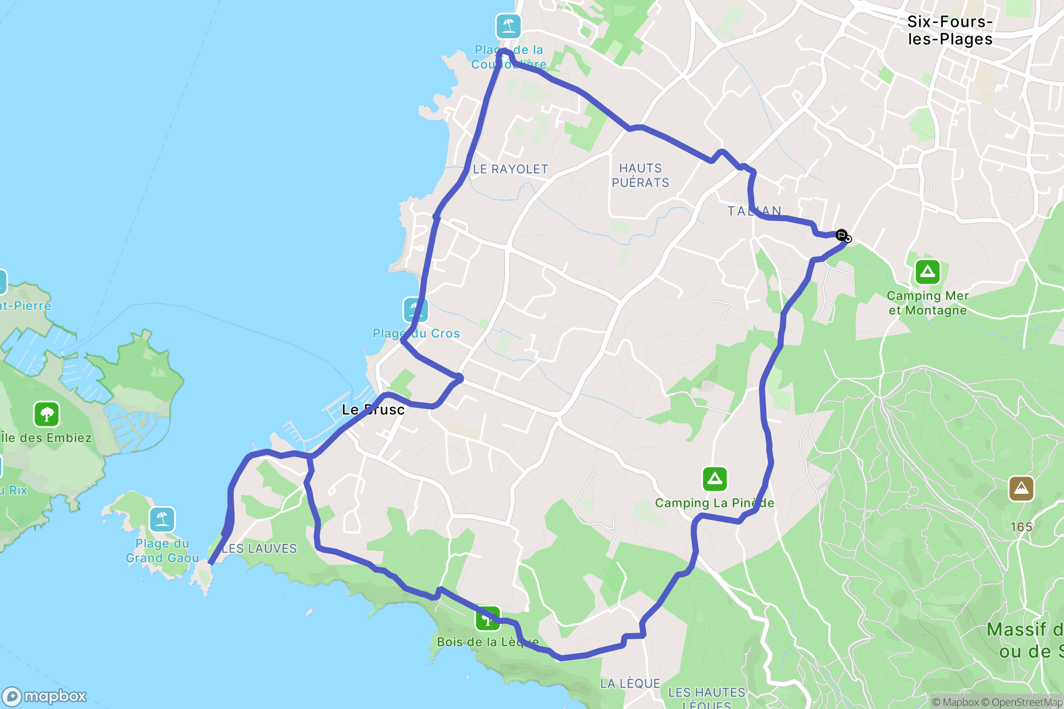 Six-Fours-les-Plages : carte du parcours de randonnée - France