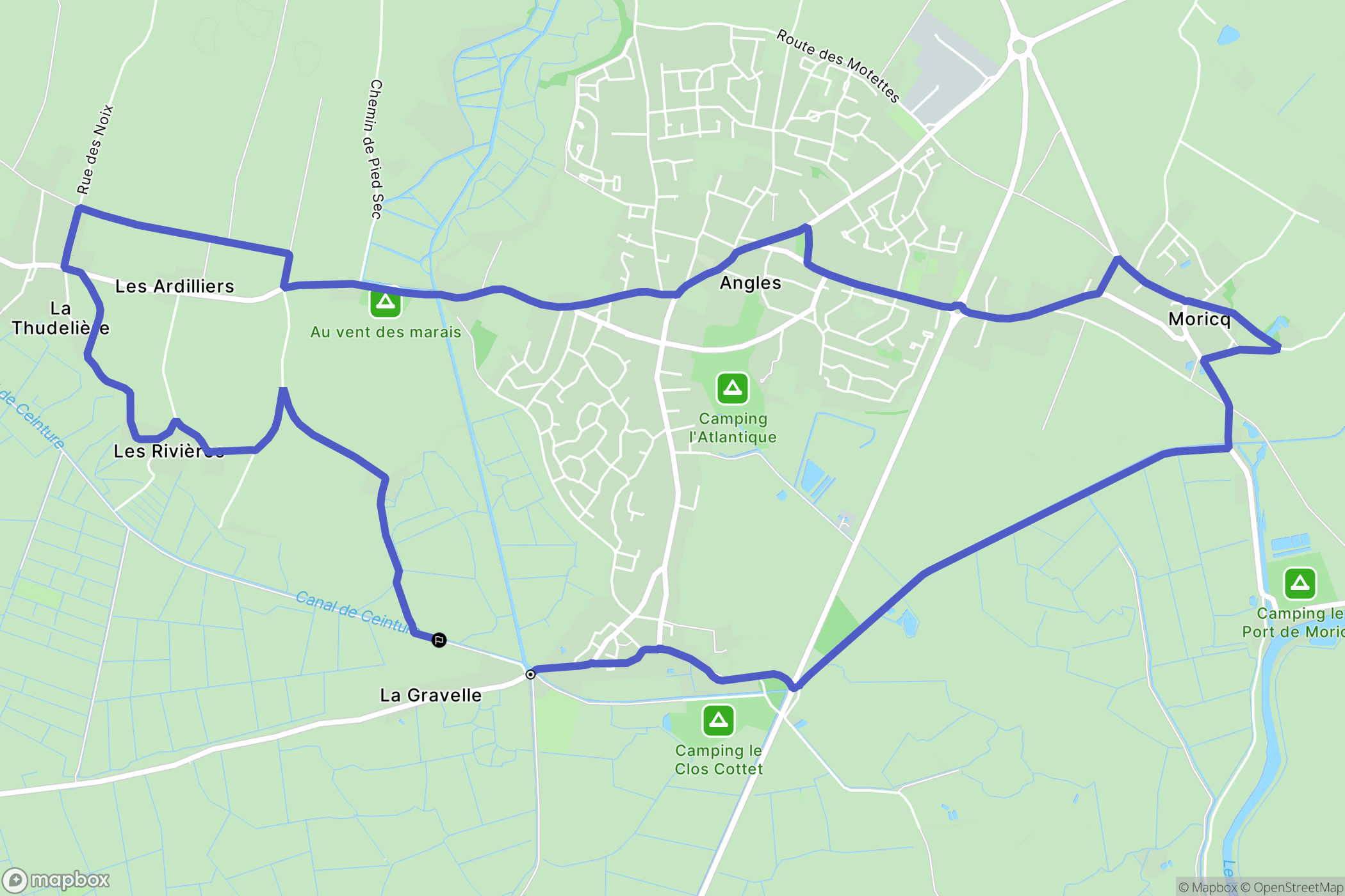 Angles : carte du parcours de randonnée - France