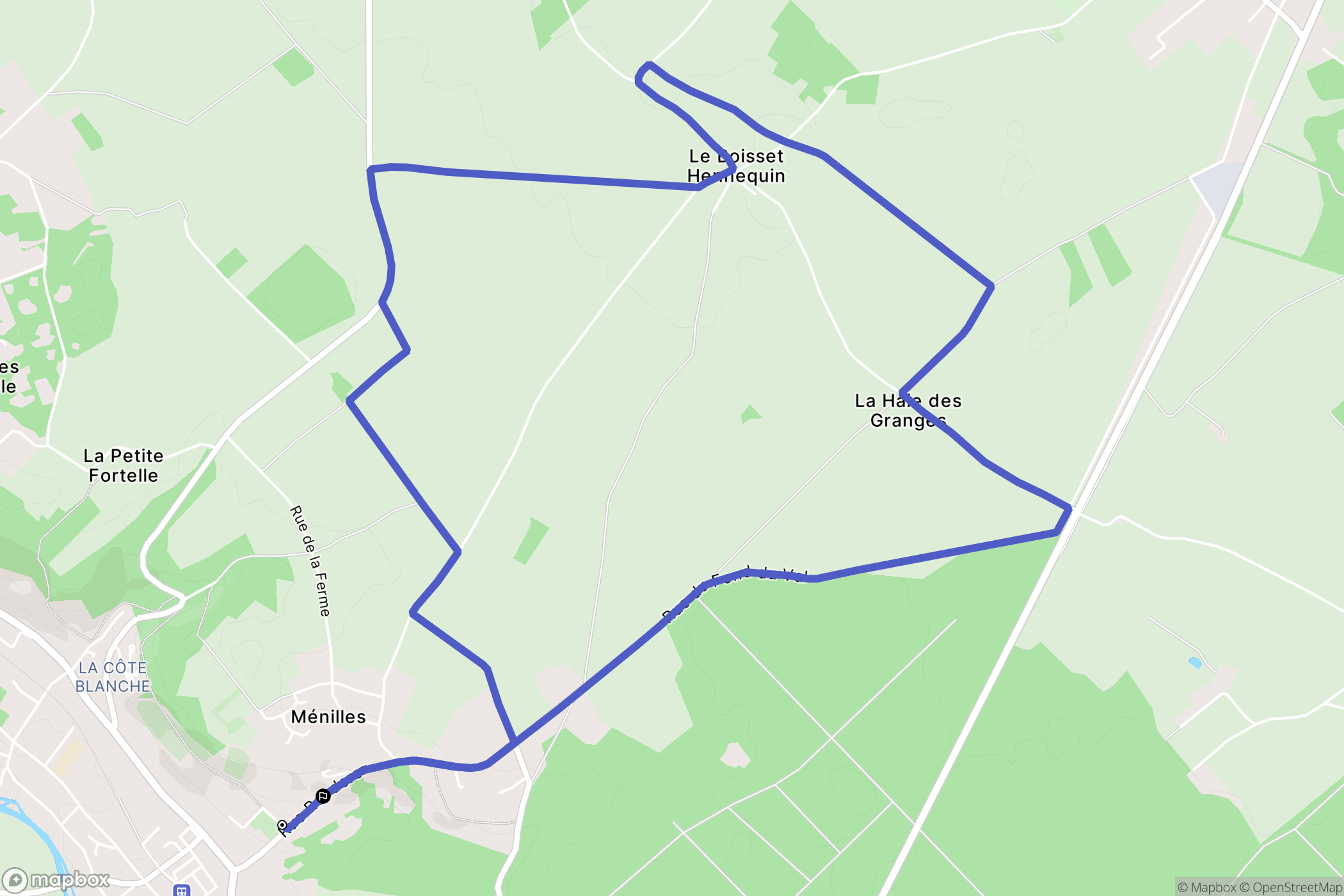 Ménilles : carte du parcours de randonnée - France