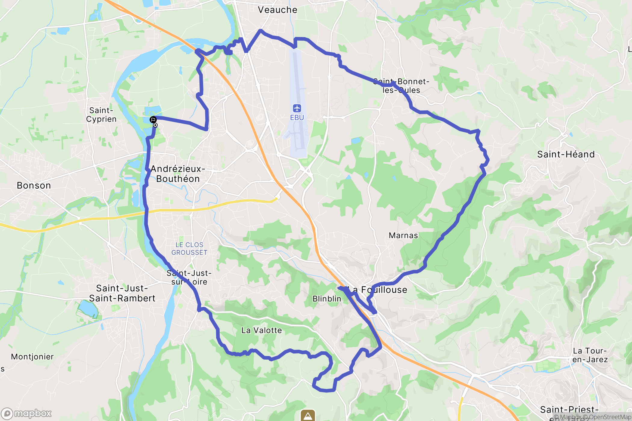 Andrézieux-Bouthéon : carte du parcours de randonnée - France