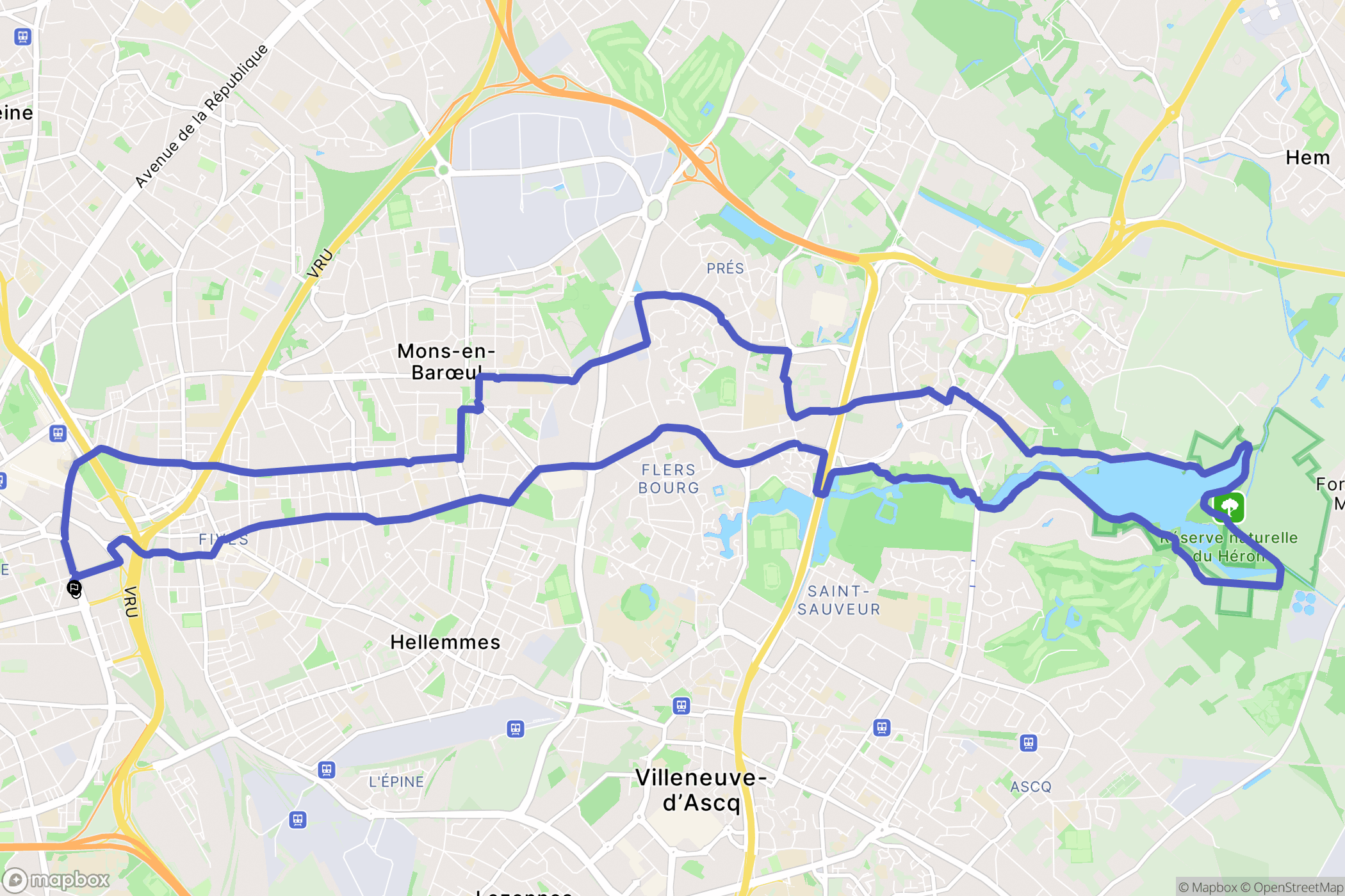 Lille : carte du parcours de randonnée - France