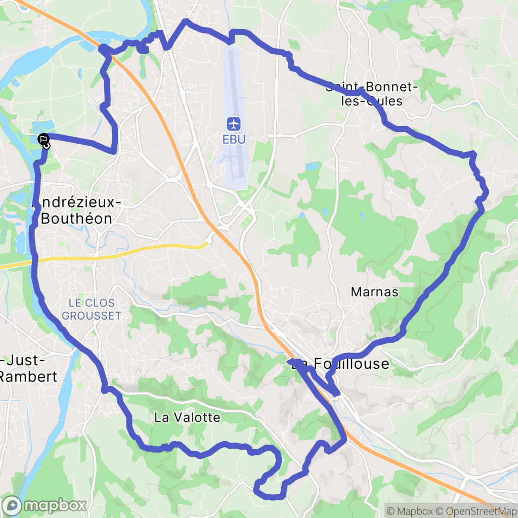 Andrézieux-Bouthéon : carte du parcours de randonnée - France