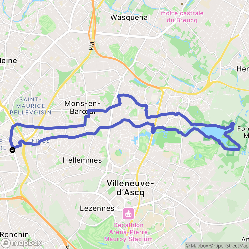Lille : carte du parcours de randonnée - France