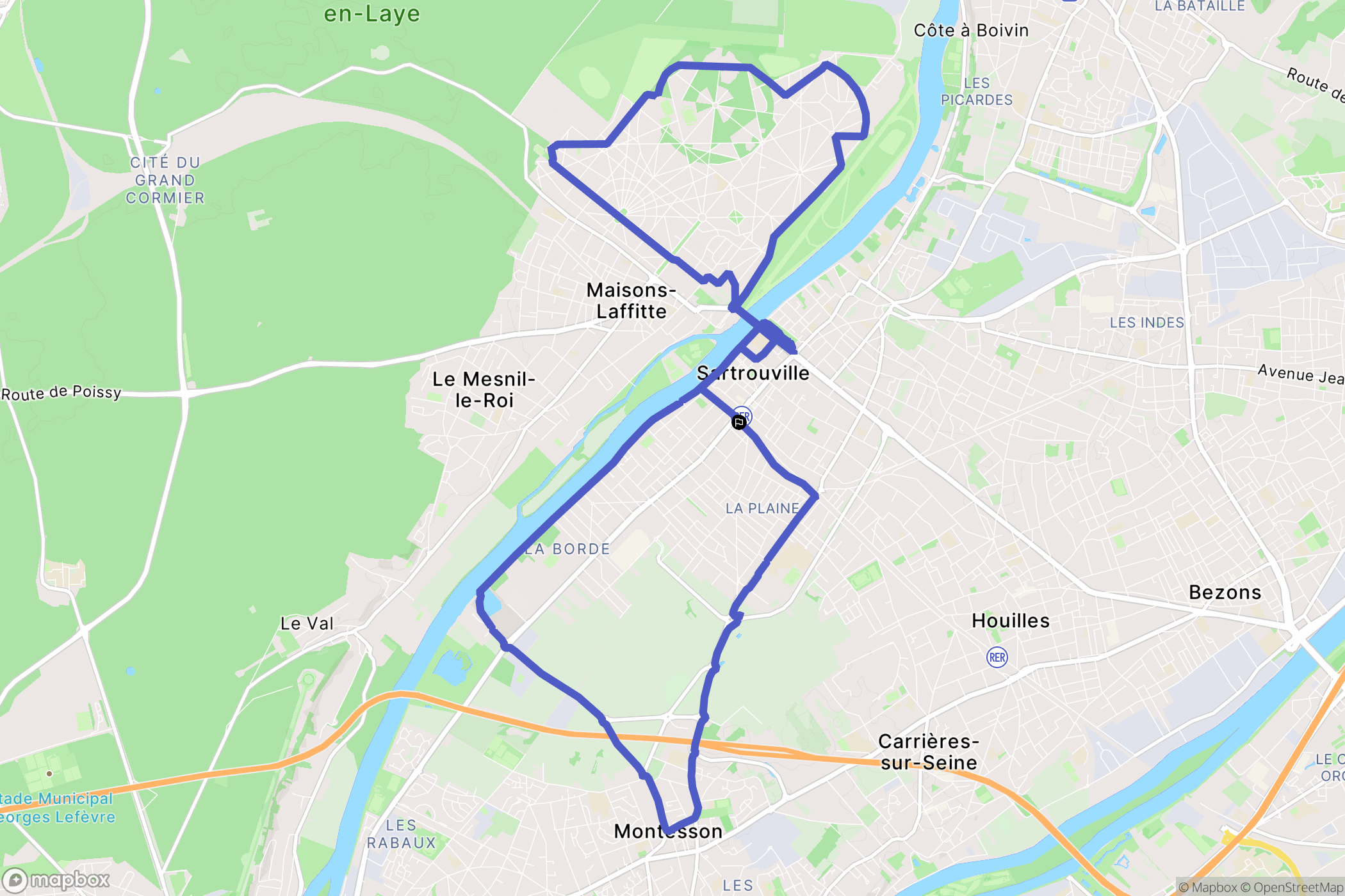 Sartrouville : carte du parcours de randonnée - France