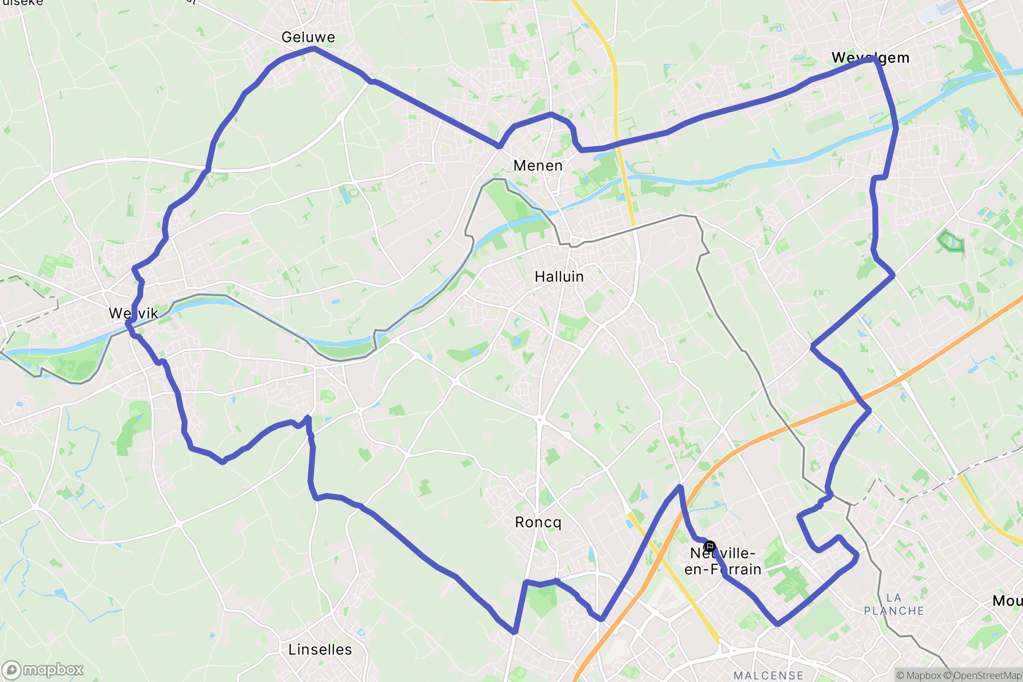 Neuville-en-Ferrain : carte du parcours de randonnée - France