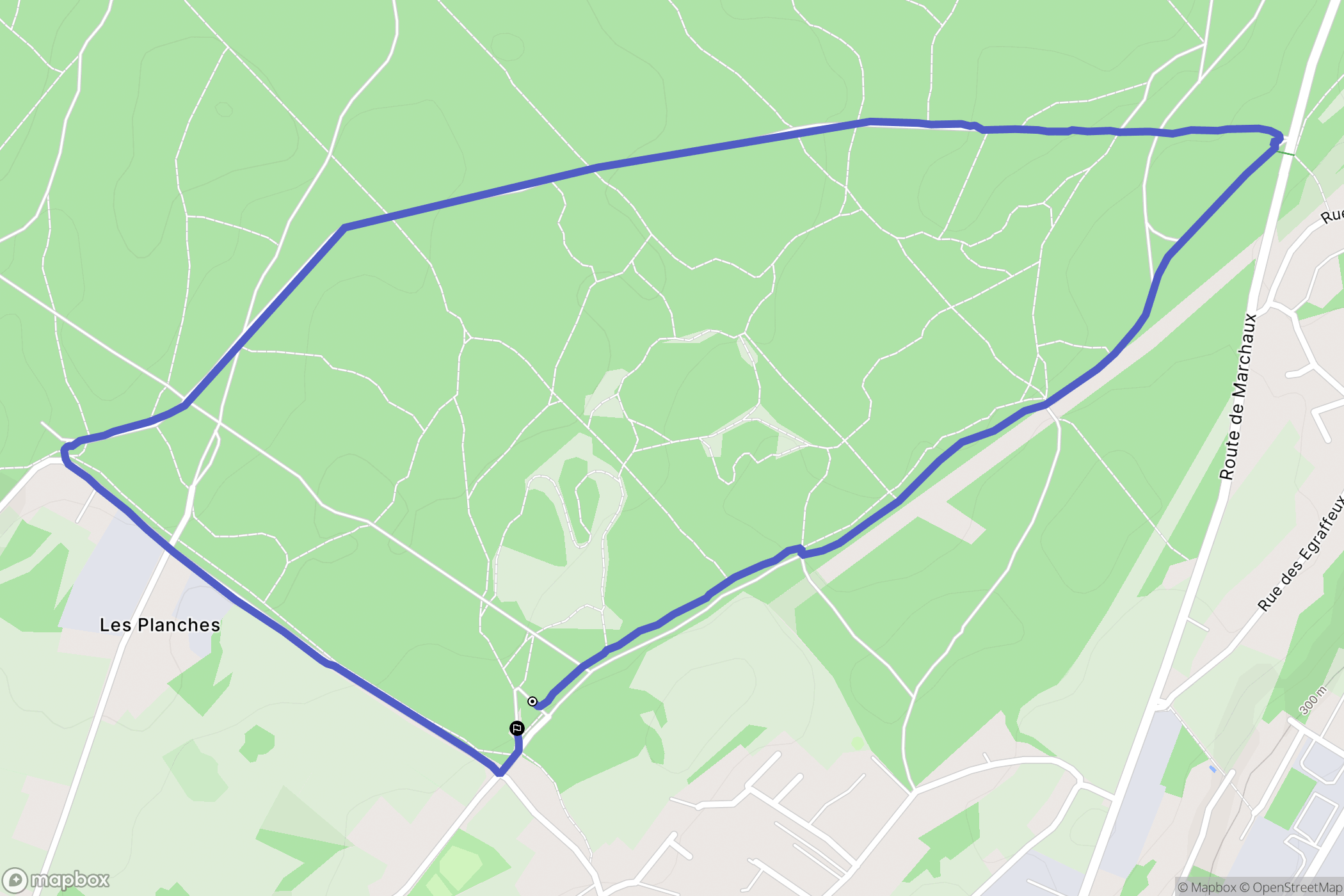 Besançon : carte du parcours de randonnée - France