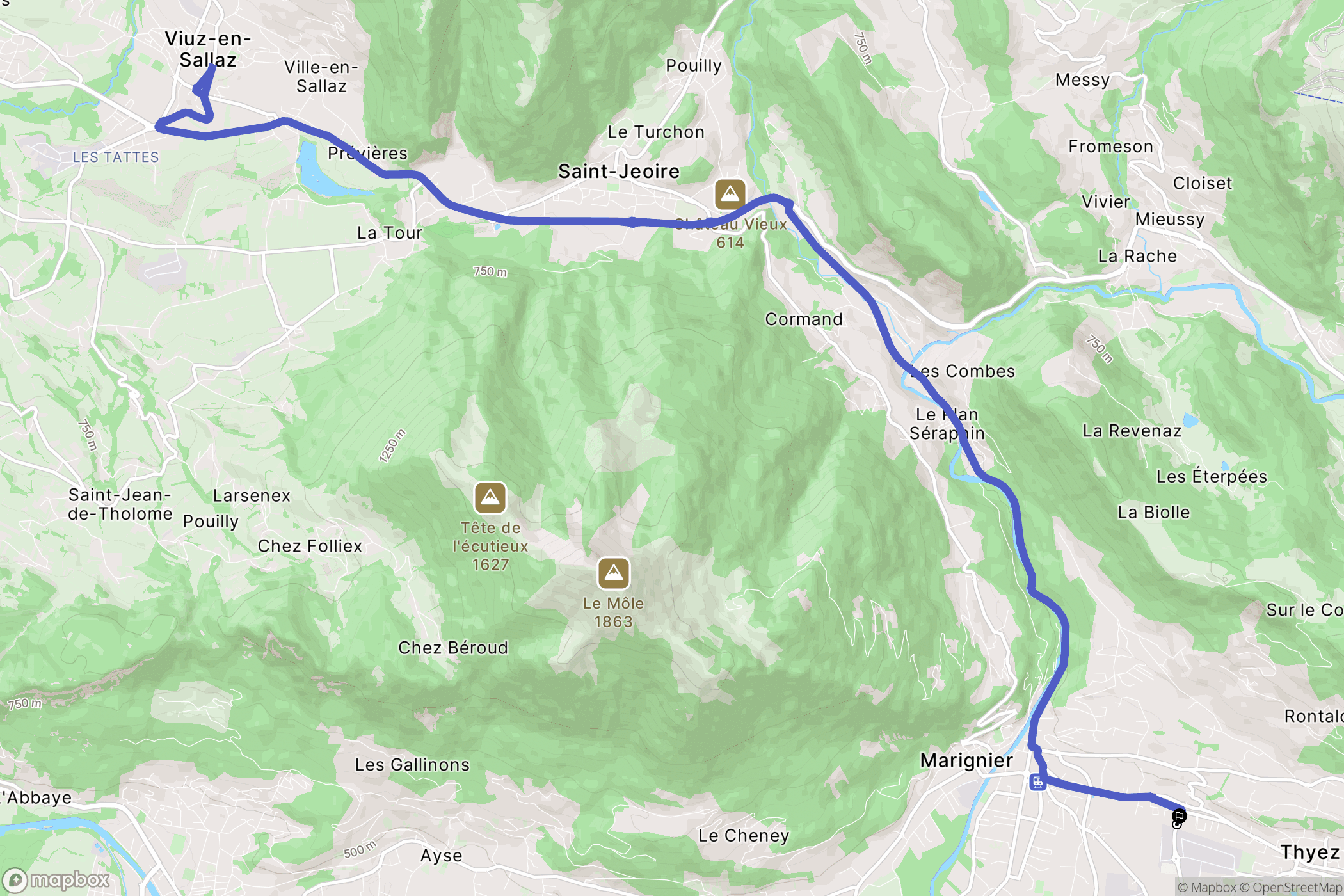 Thyez : carte du parcours de randonnée - France