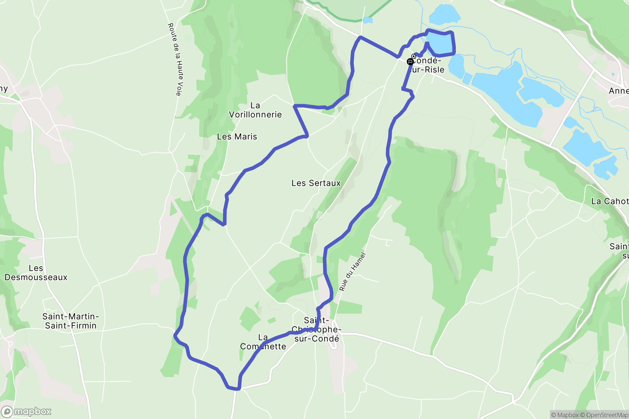 Condé-sur-Risle : carte du parcours de randonnée - France