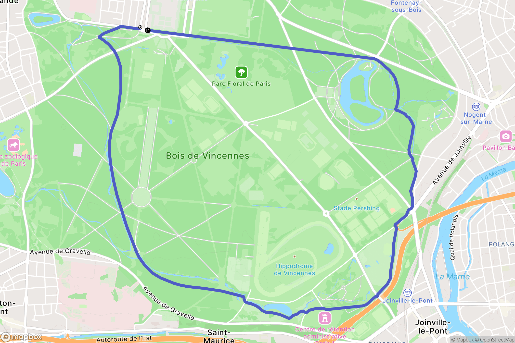 Vincennes : carte du parcours de randonnée - France